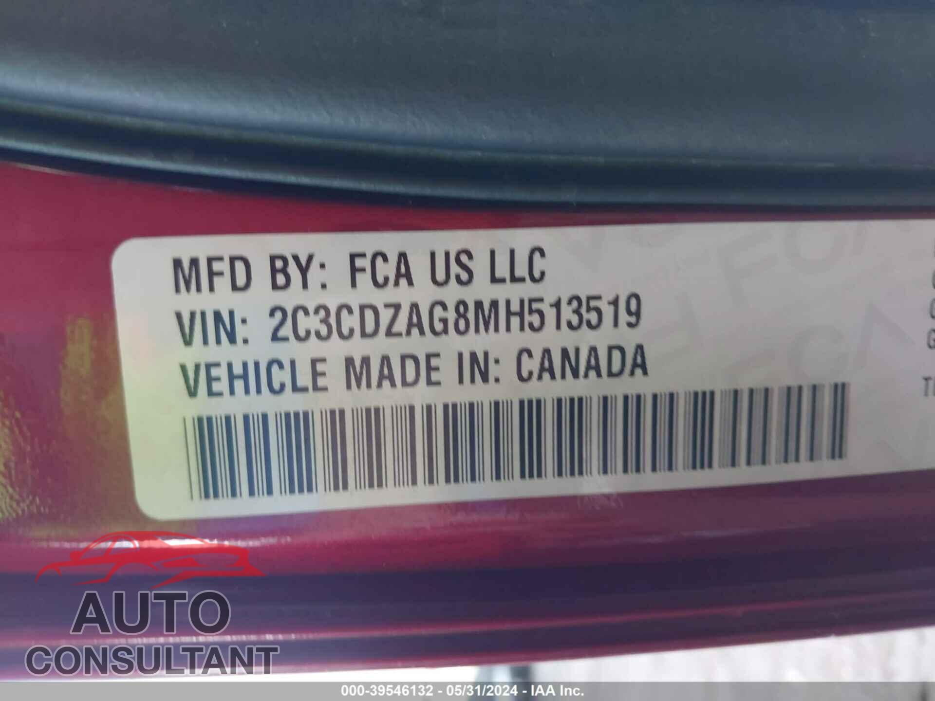 DODGE CHALLENGER 2021 - 2C3CDZAG8MH513519