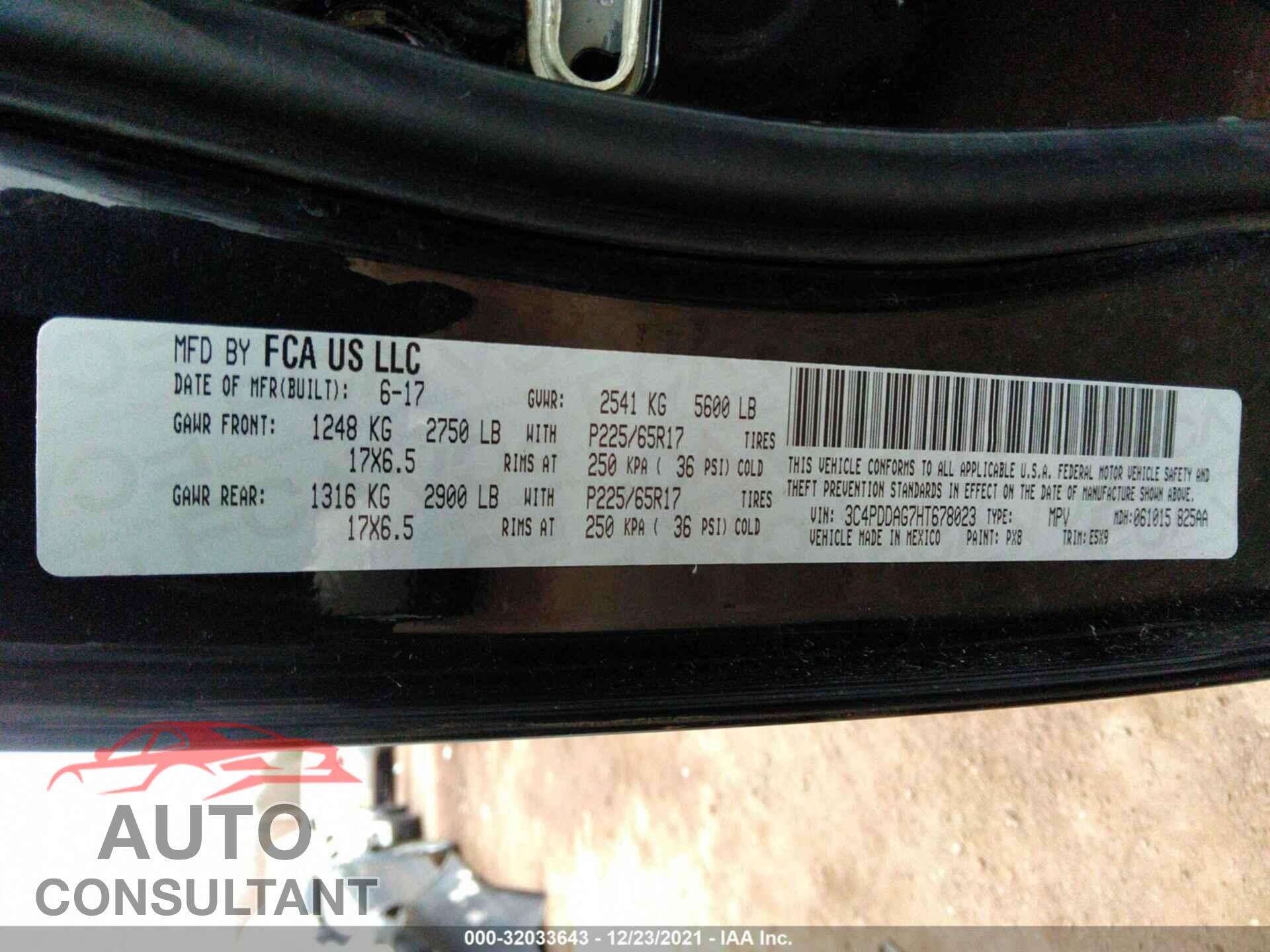 DODGE JOURNEY 2017 - 3C4PDDAG7HT678023