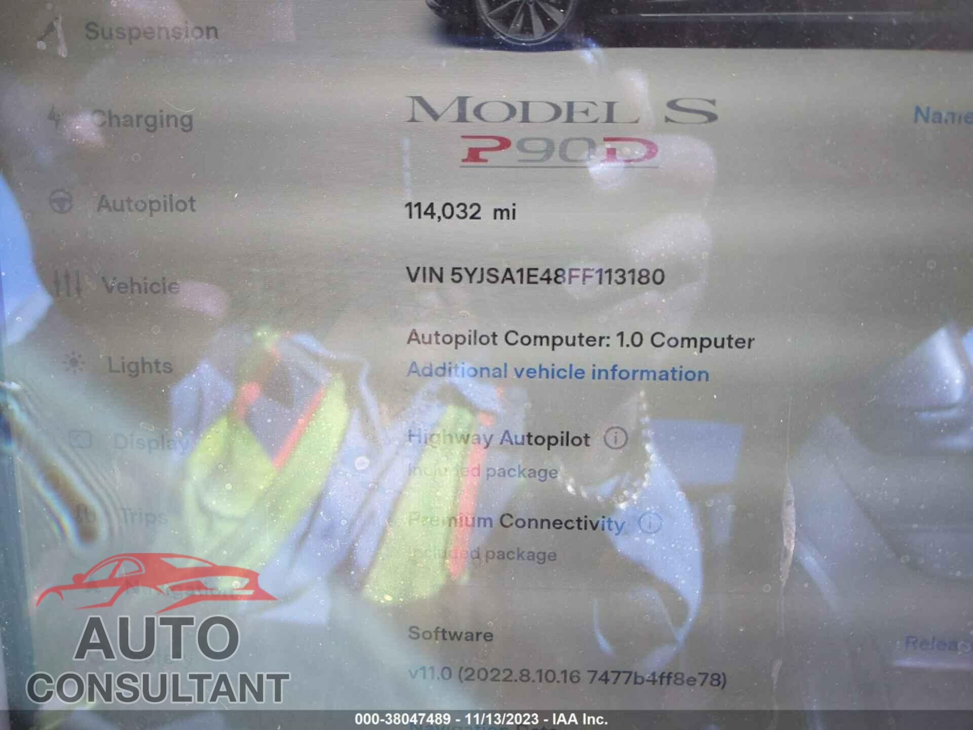 TESLA MODEL S 2015 - 5YJSA1E48FF113180