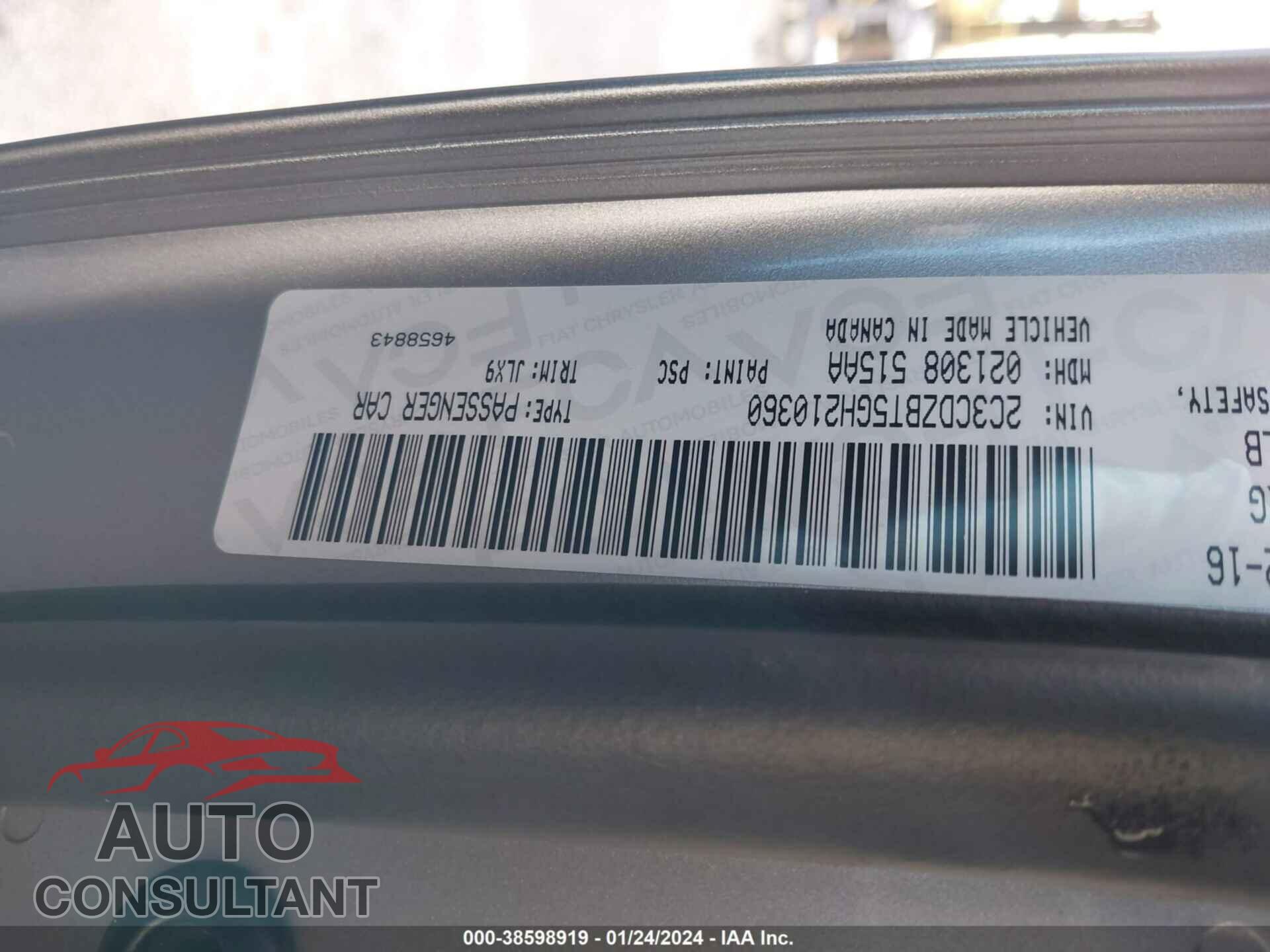 DODGE CHALLENGER 2016 - 2C3CDZBT5GH210360