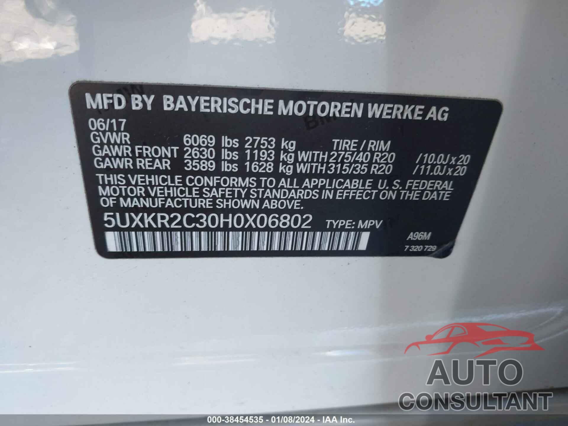 BMW X5 2017 - 5UXKR2C30H0X06802
