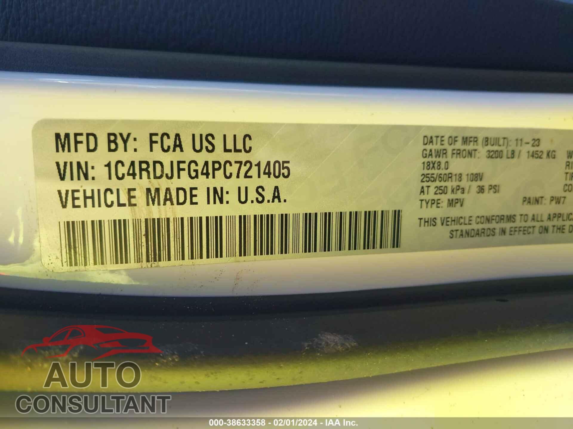 DODGE DURANGO 2023 - 1C4RDJFG4PC721405