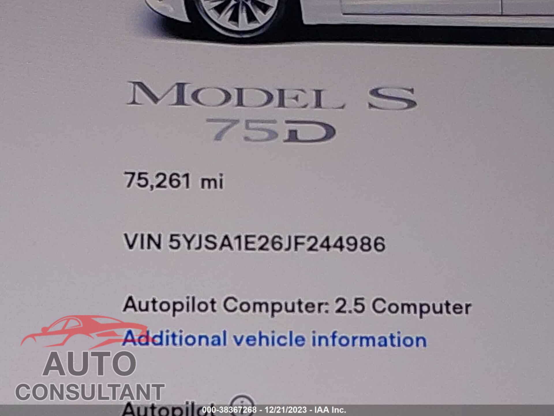 TESLA MODEL S 2018 - 5YJSA1E26JF244986