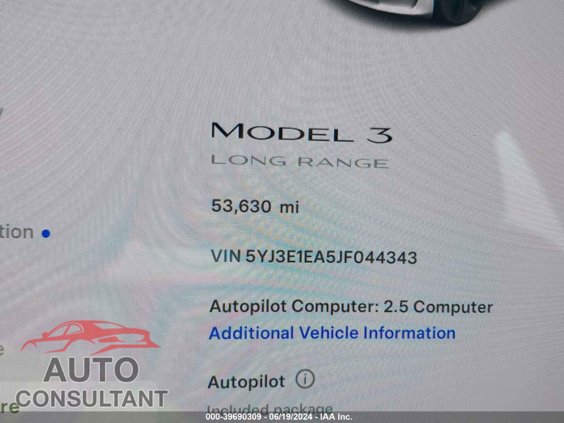 TESLA MODEL 3 2018 - 5YJ3E1EA5JF044343