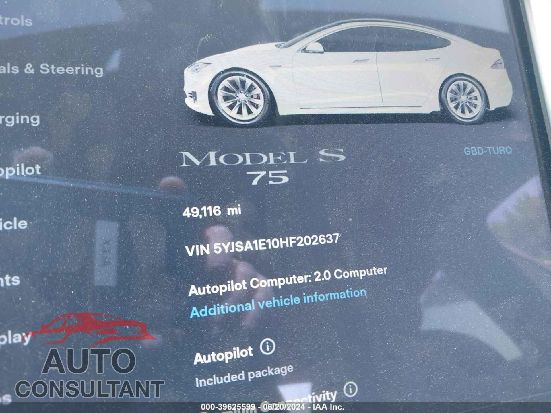 TESLA MODEL S 2017 - 5YJSA1E10HF202637