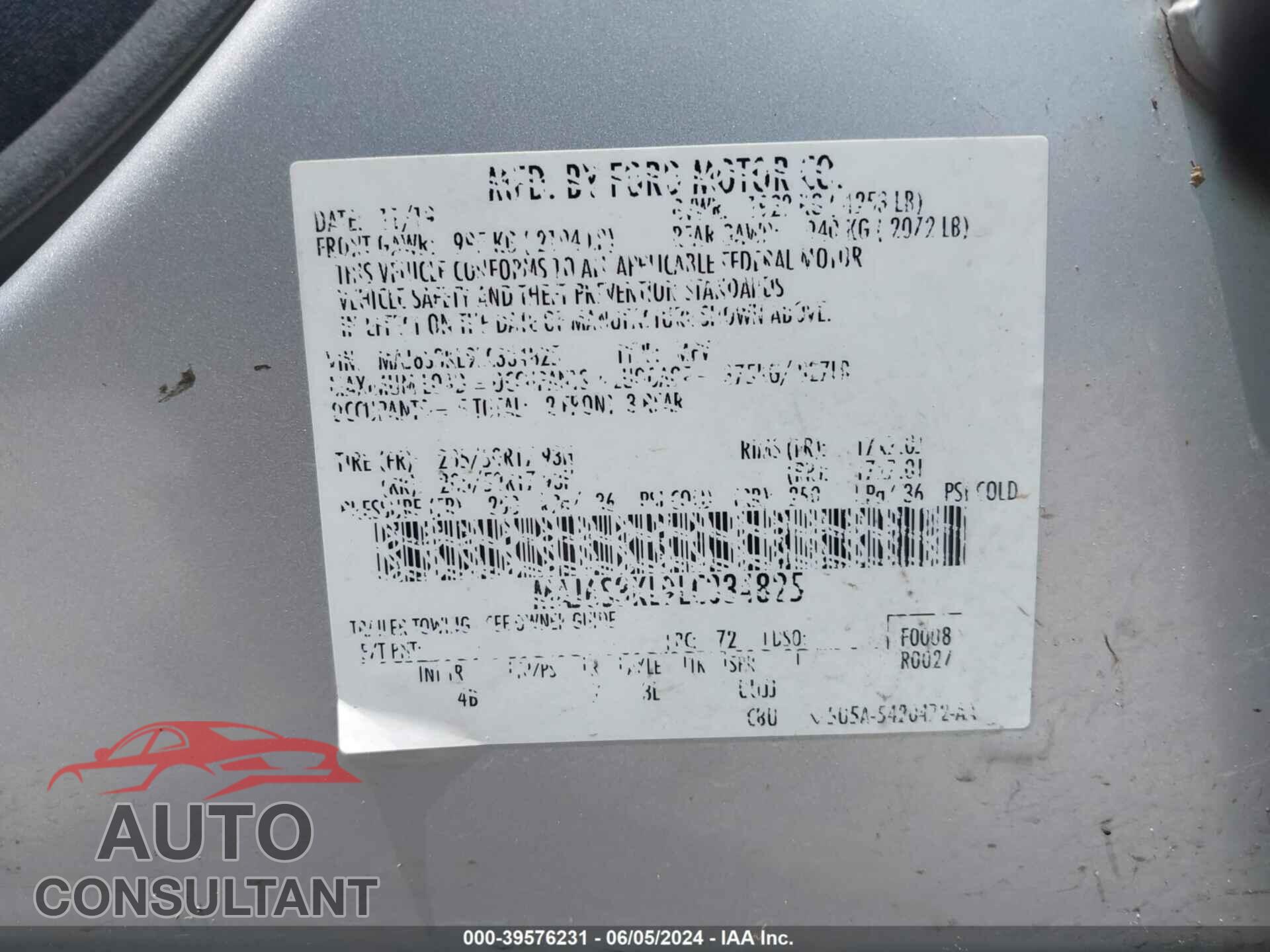FORD ECOSPORT 2020 - MAJ6S3KL9LC334825