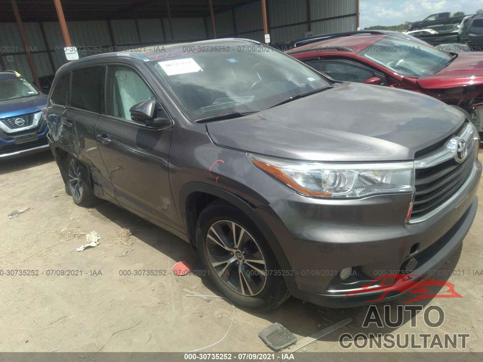 TOYOTA HIGHLANDER 2016 - 5TDJKRFH0GS330602