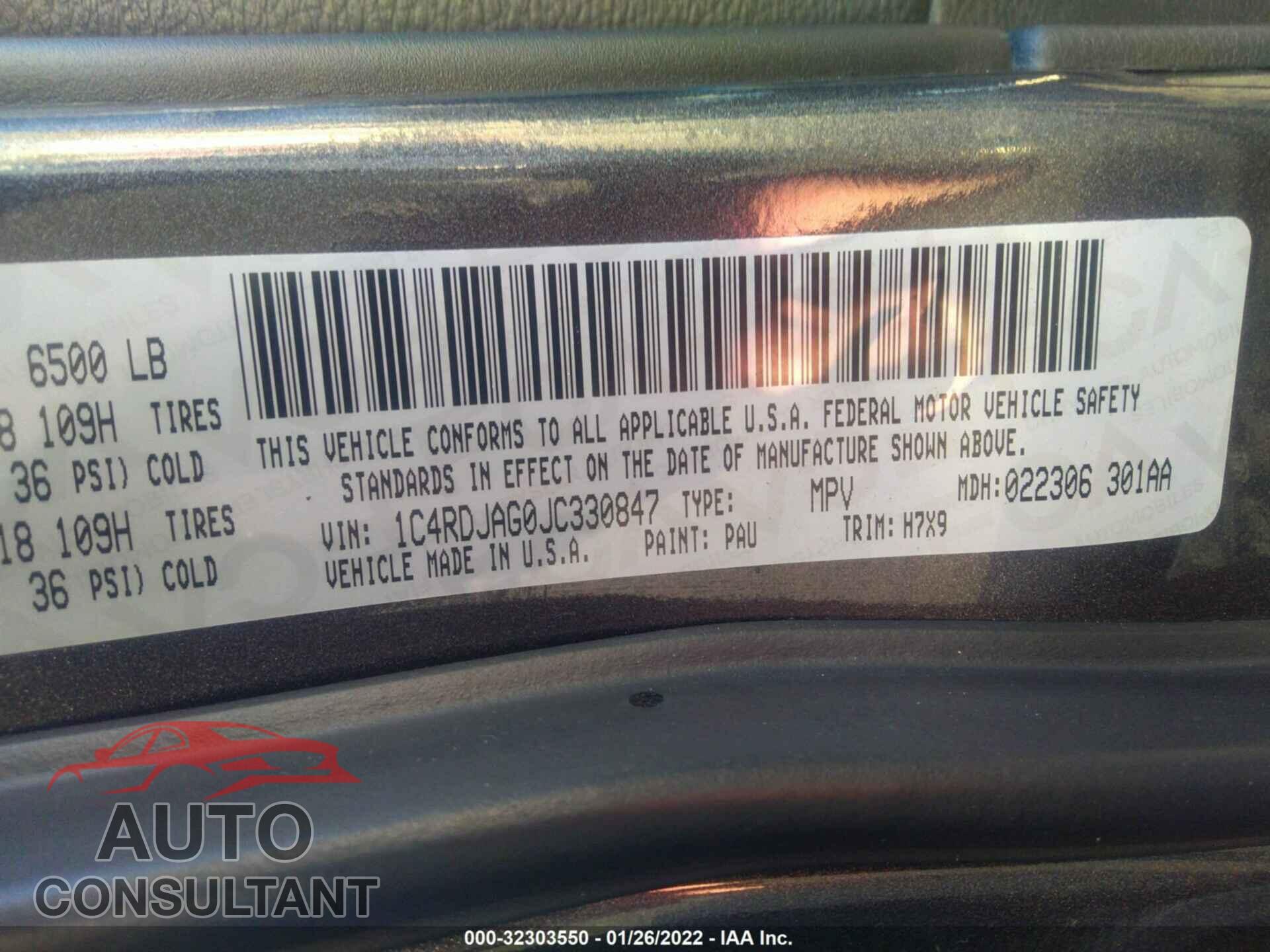DODGE DURANGO 2018 - 1C4RDJAG0JC330847