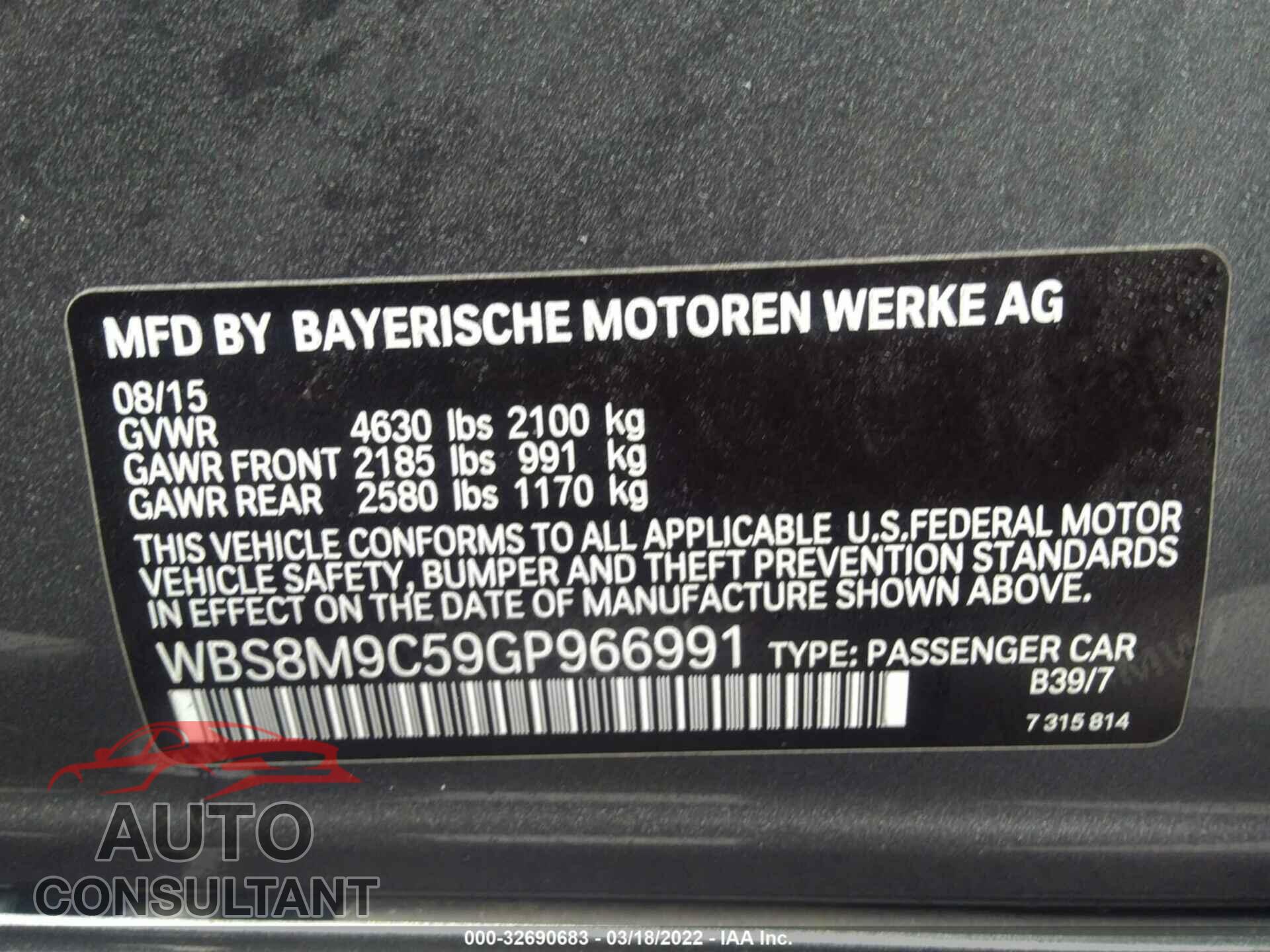 BMW M3 2016 - WBS8M9C59GP966991