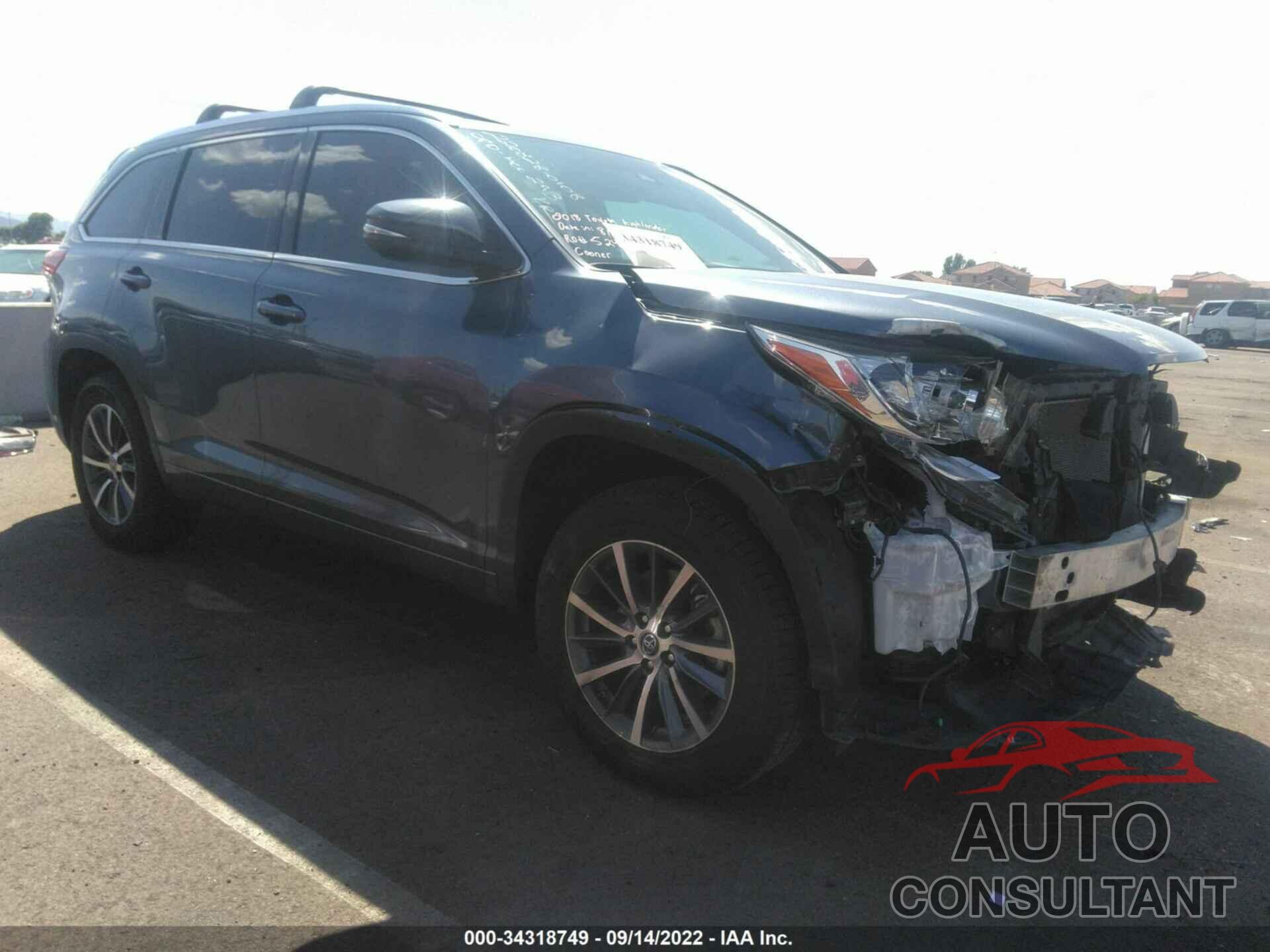 TOYOTA HIGHLANDER 2018 - 5TDKZRFH9JS268320
