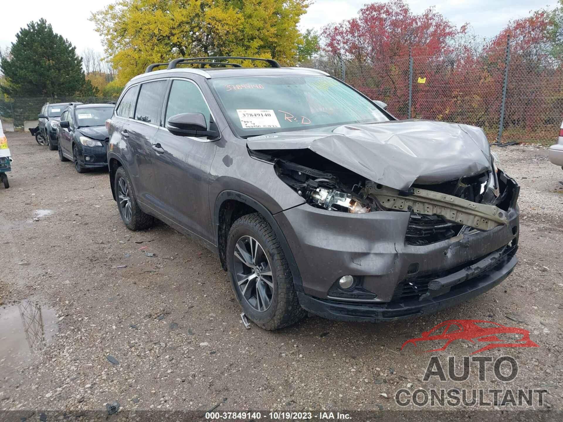 TOYOTA HIGHLANDER 2016 - 5TDJKRFH1GS331189