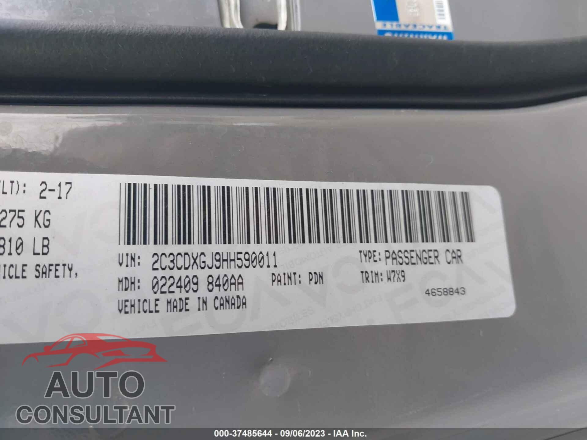 DODGE CHARGER 2017 - 2C3CDXGJ9HH590011