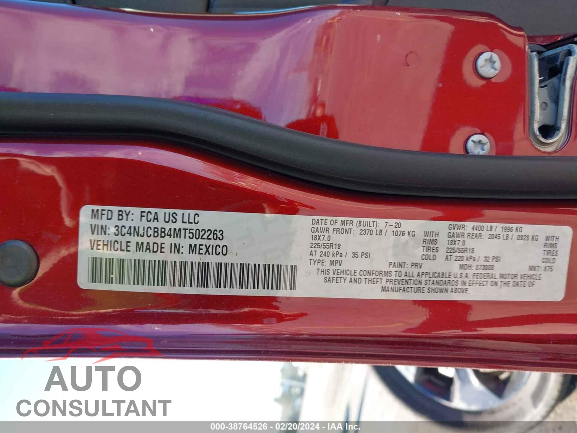 JEEP COMPASS 2021 - 3C4NJCBB4MT502263