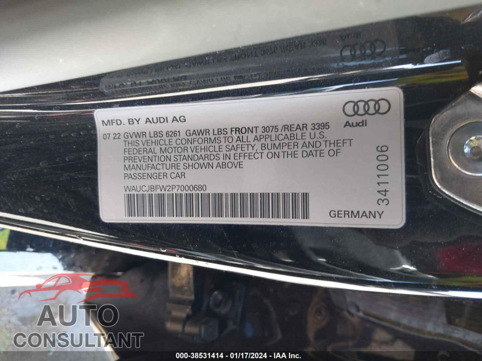 AUDI E-TRON GT 2023 - WAUCJBFW2P7000680