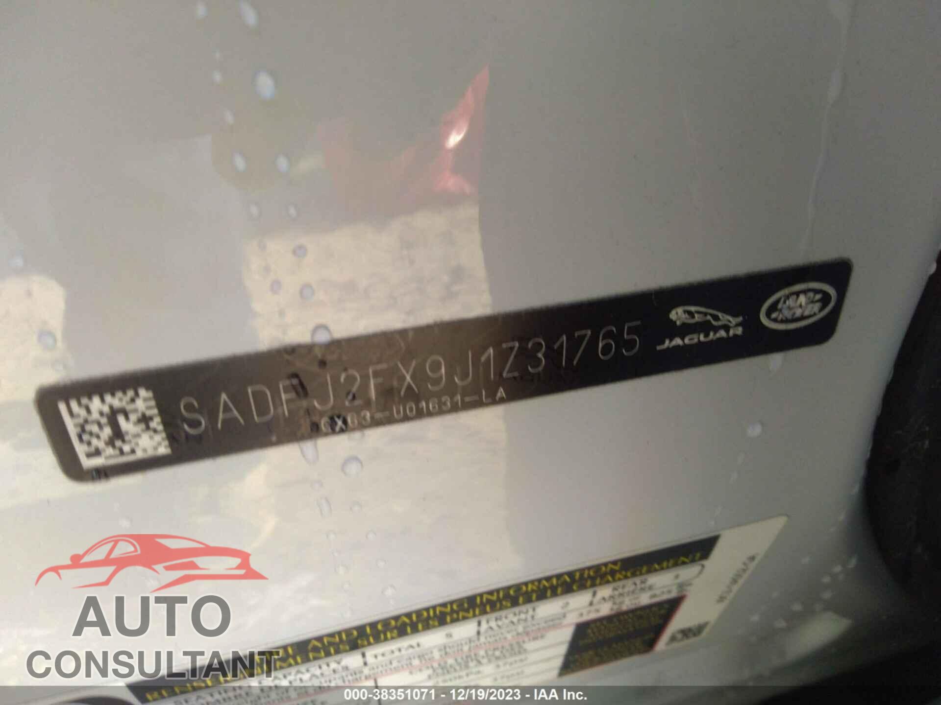 JAGUAR E-PACE 2018 - SADFJ2FX9J1Z31765