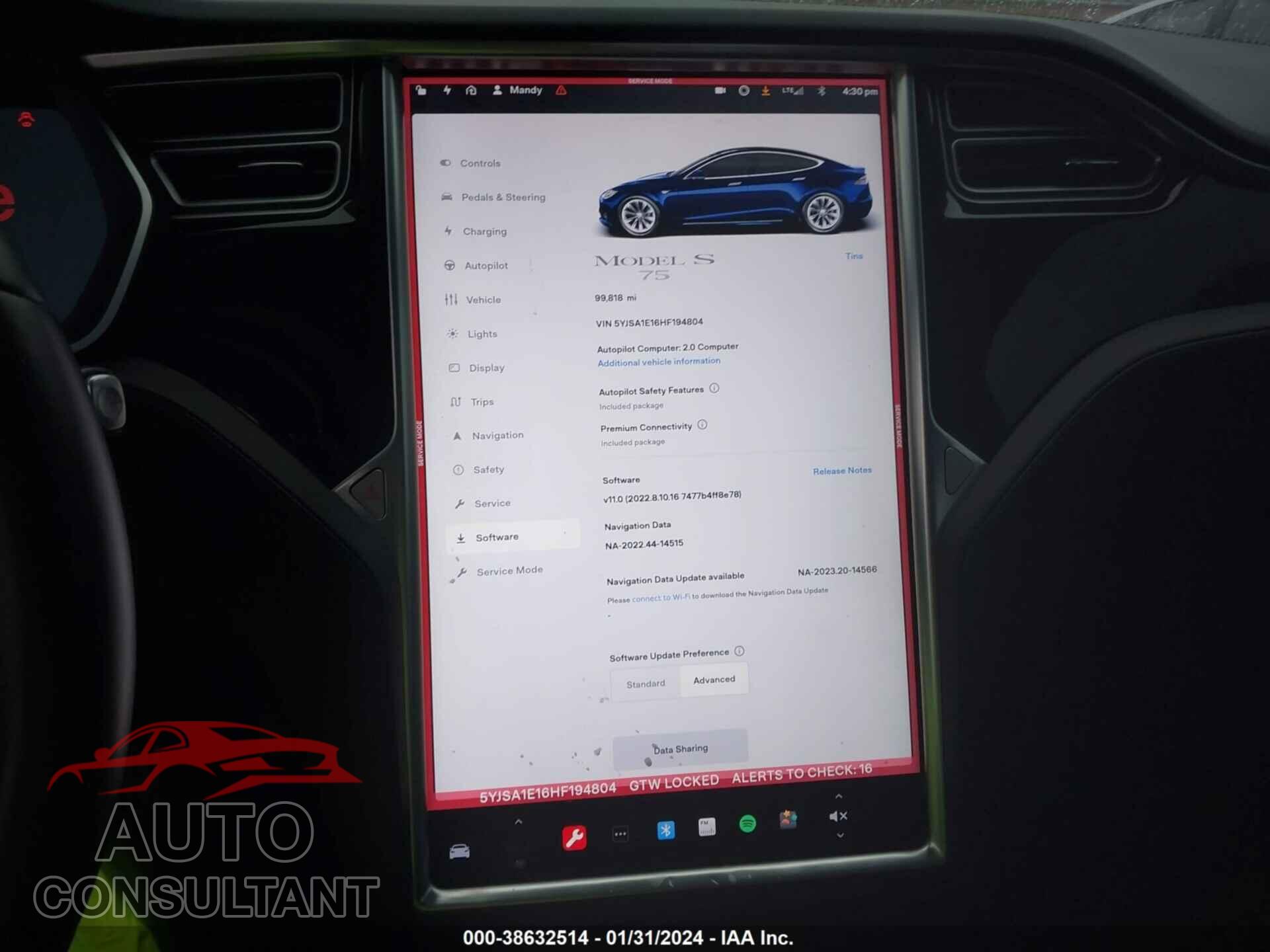 TESLA MODEL S 2017 - 5YJSA1E16HF194804