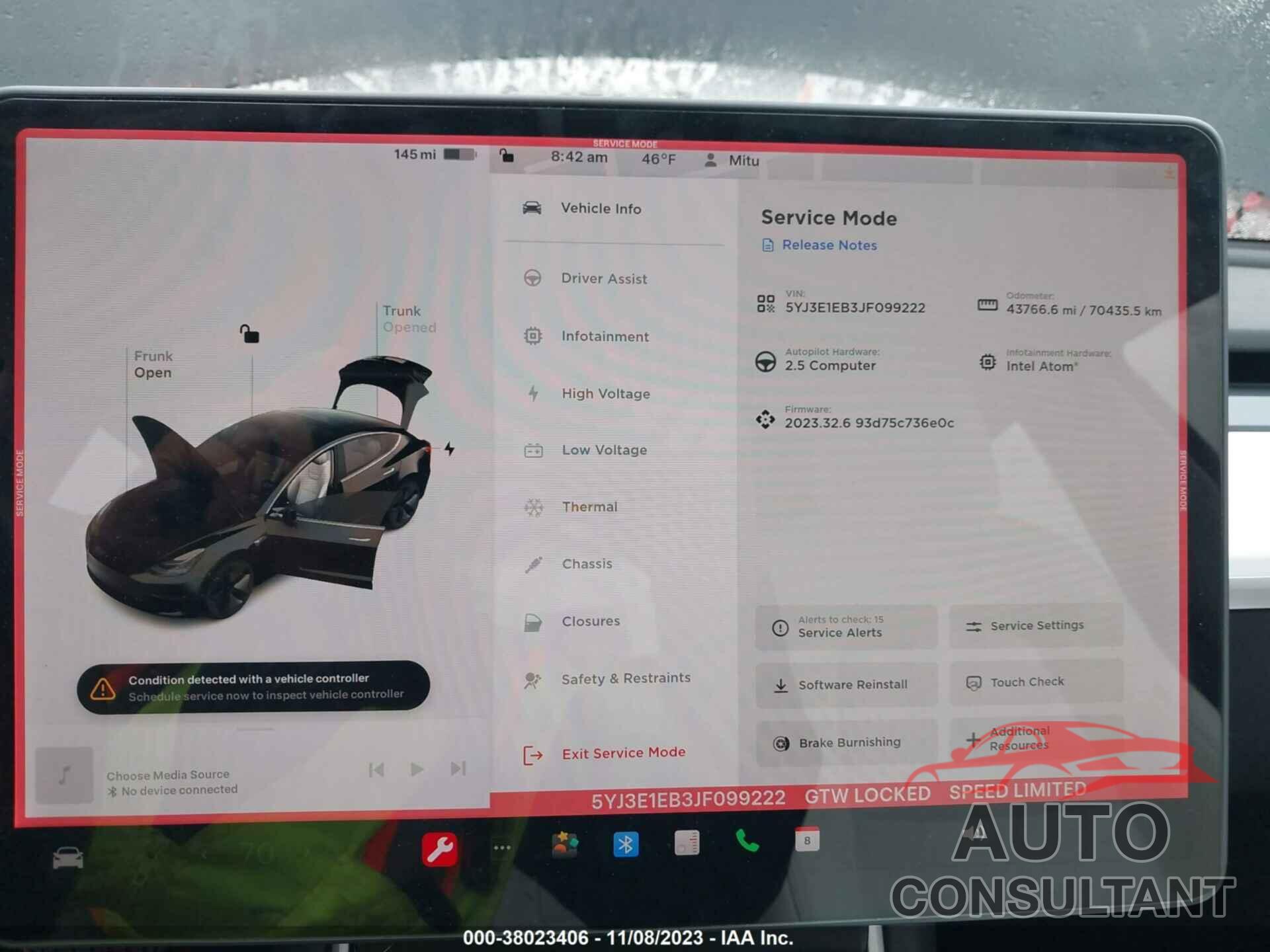 TESLA MODEL 3 2018 - 5YJ3E1EB3JF099222