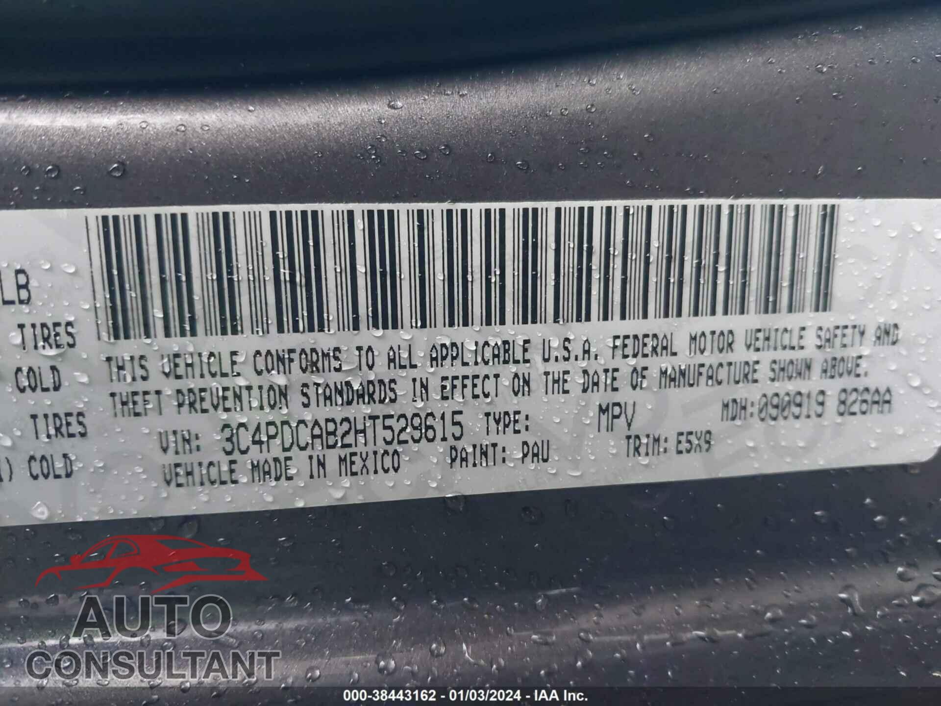 DODGE JOURNEY 2017 - 3C4PDCAB2HT529615