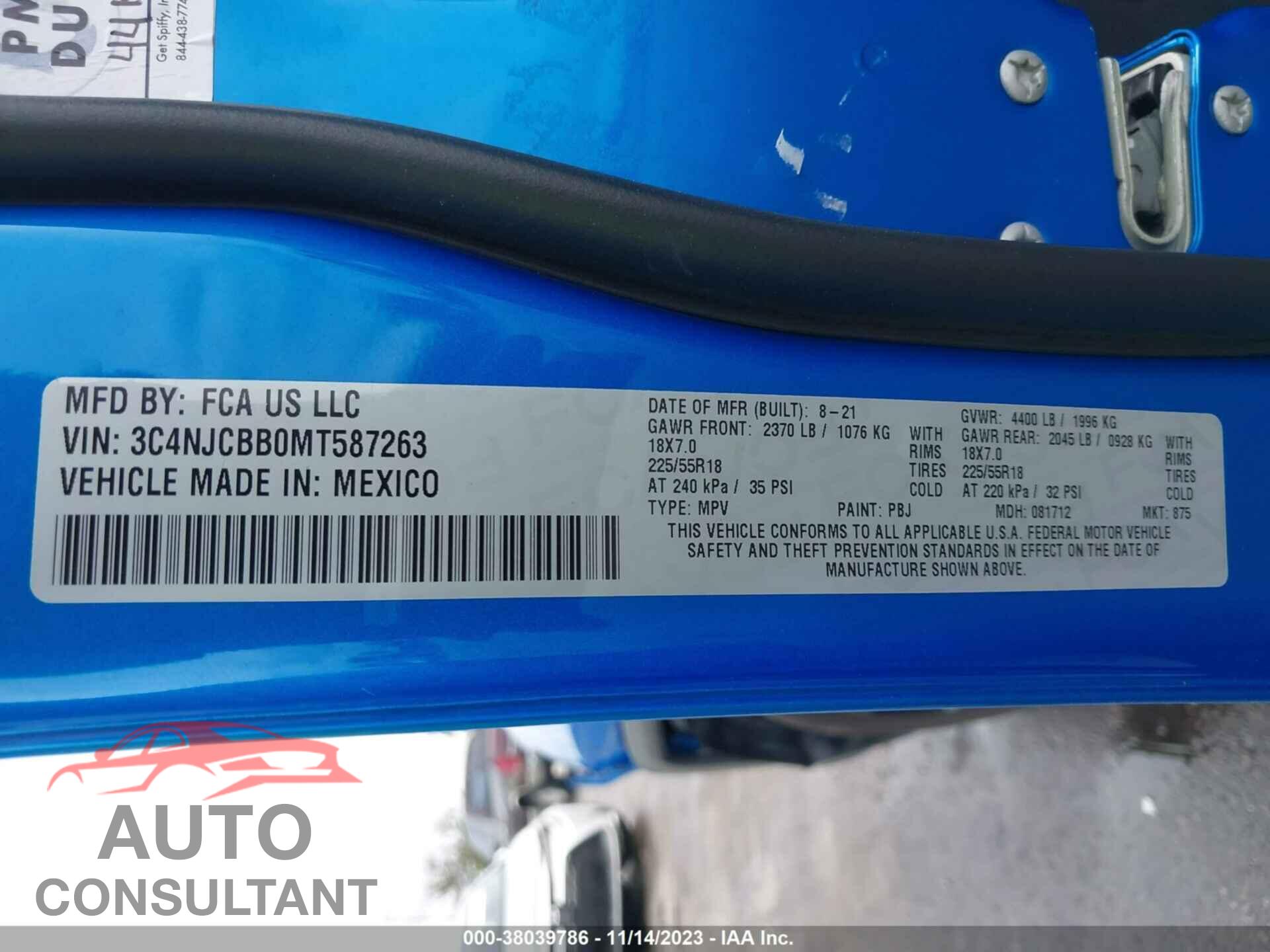 JEEP COMPASS 2021 - 3C4NJCBB0MT587263