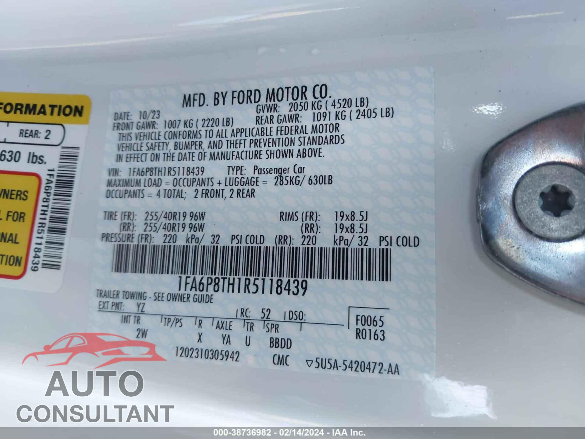 FORD MUSTANG 2024 - 1FA6P8TH1R5118439