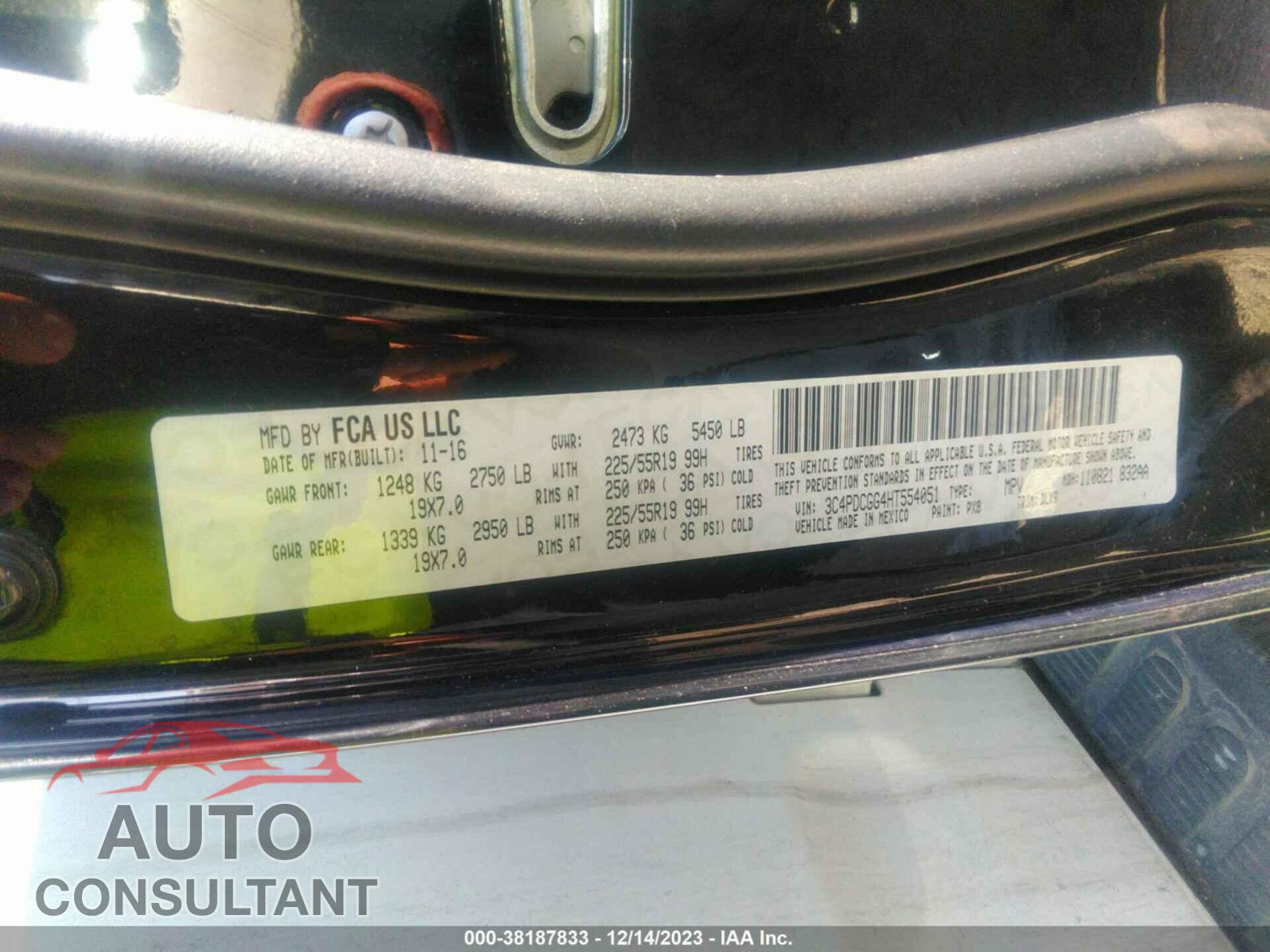 DODGE JOURNEY 2017 - 3C4PDCGG4HT554051