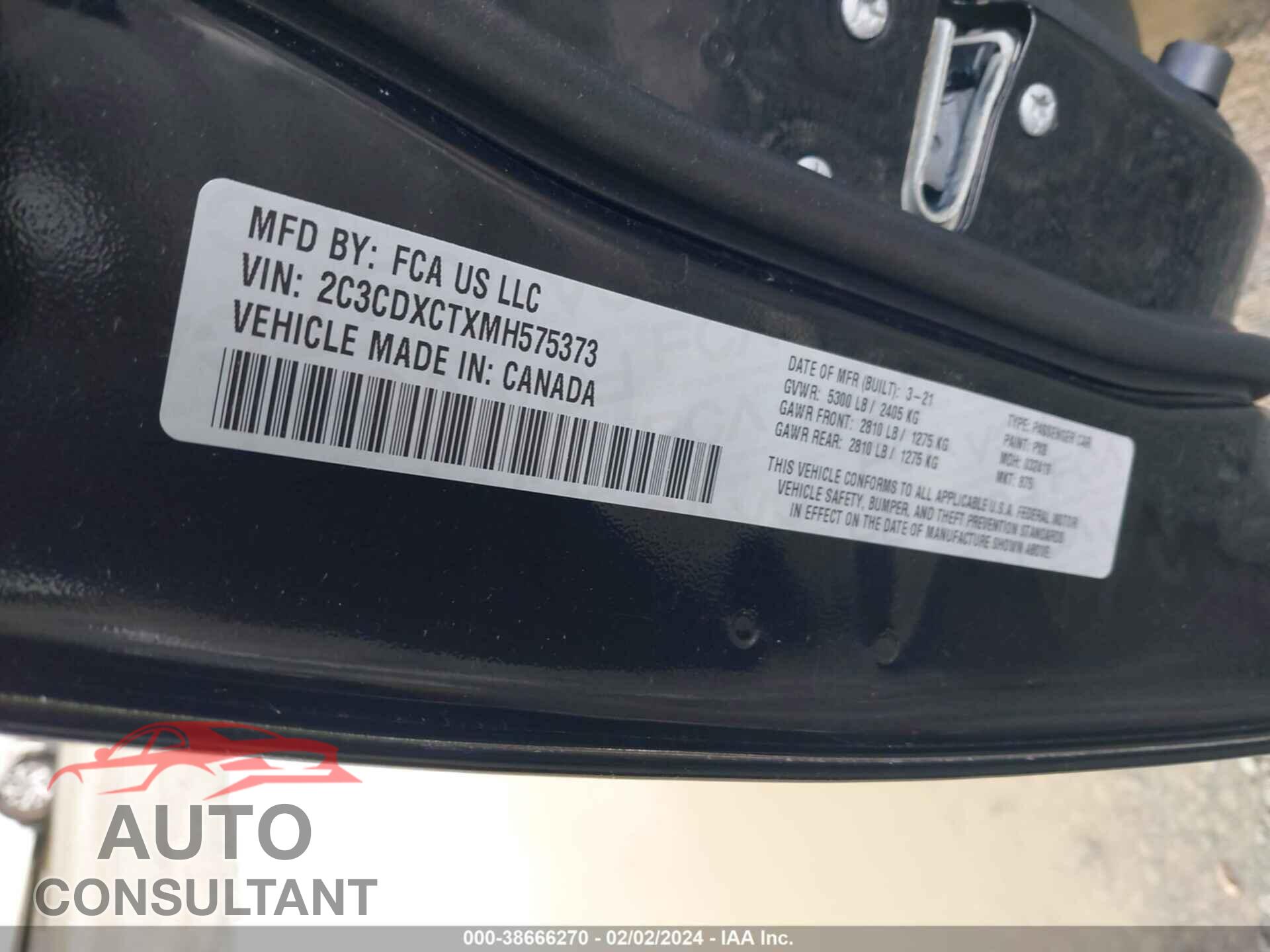 DODGE CHARGER 2021 - 2C3CDXCTXMH575373
