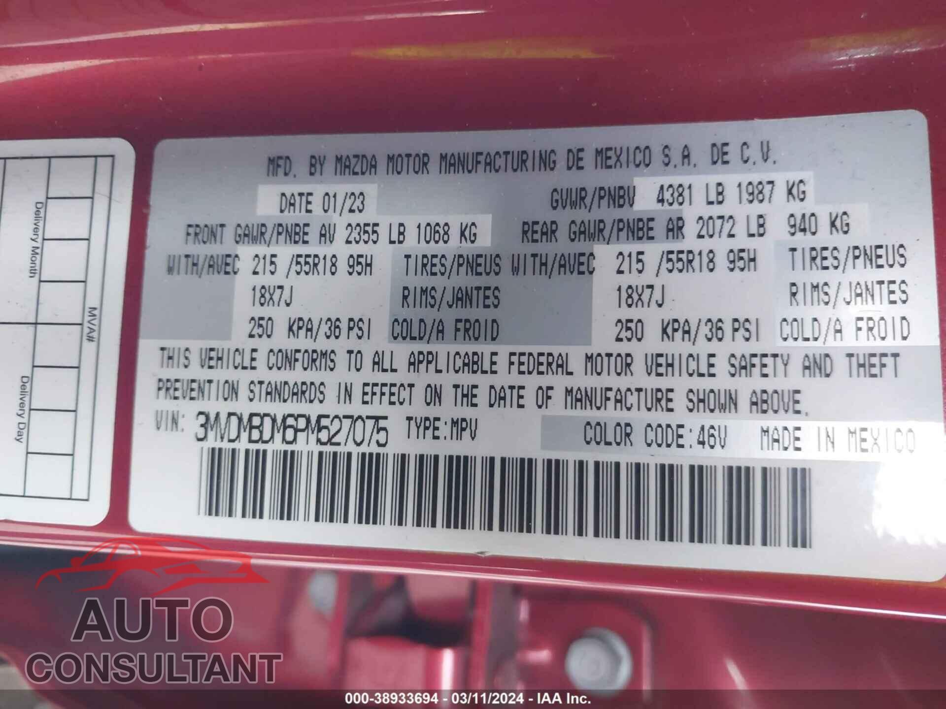 MAZDA CX-30 2023 - 3MVDMBDM6PM527075