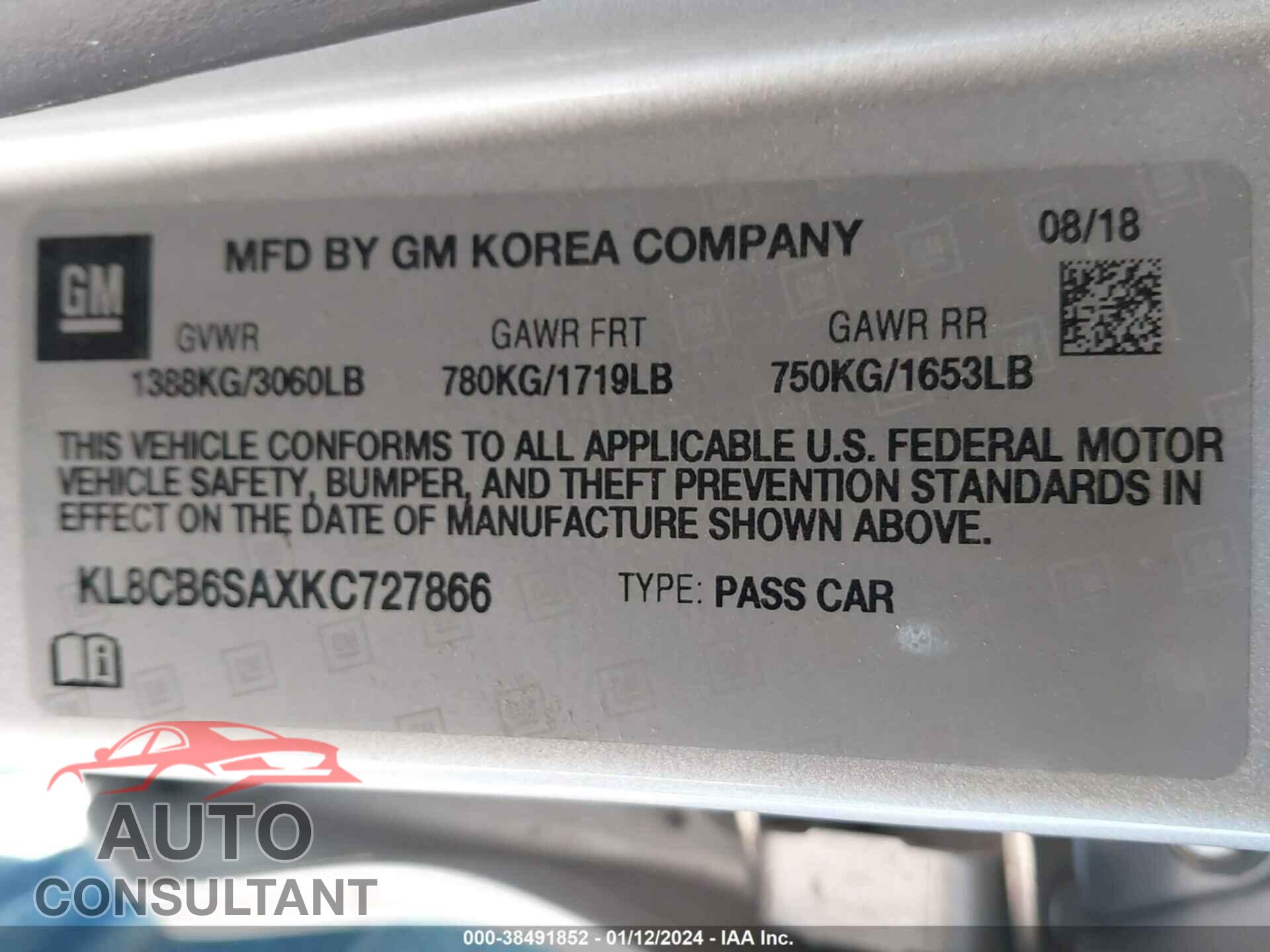CHEVROLET SPARK 2019 - KL8CB6SAXKC727866