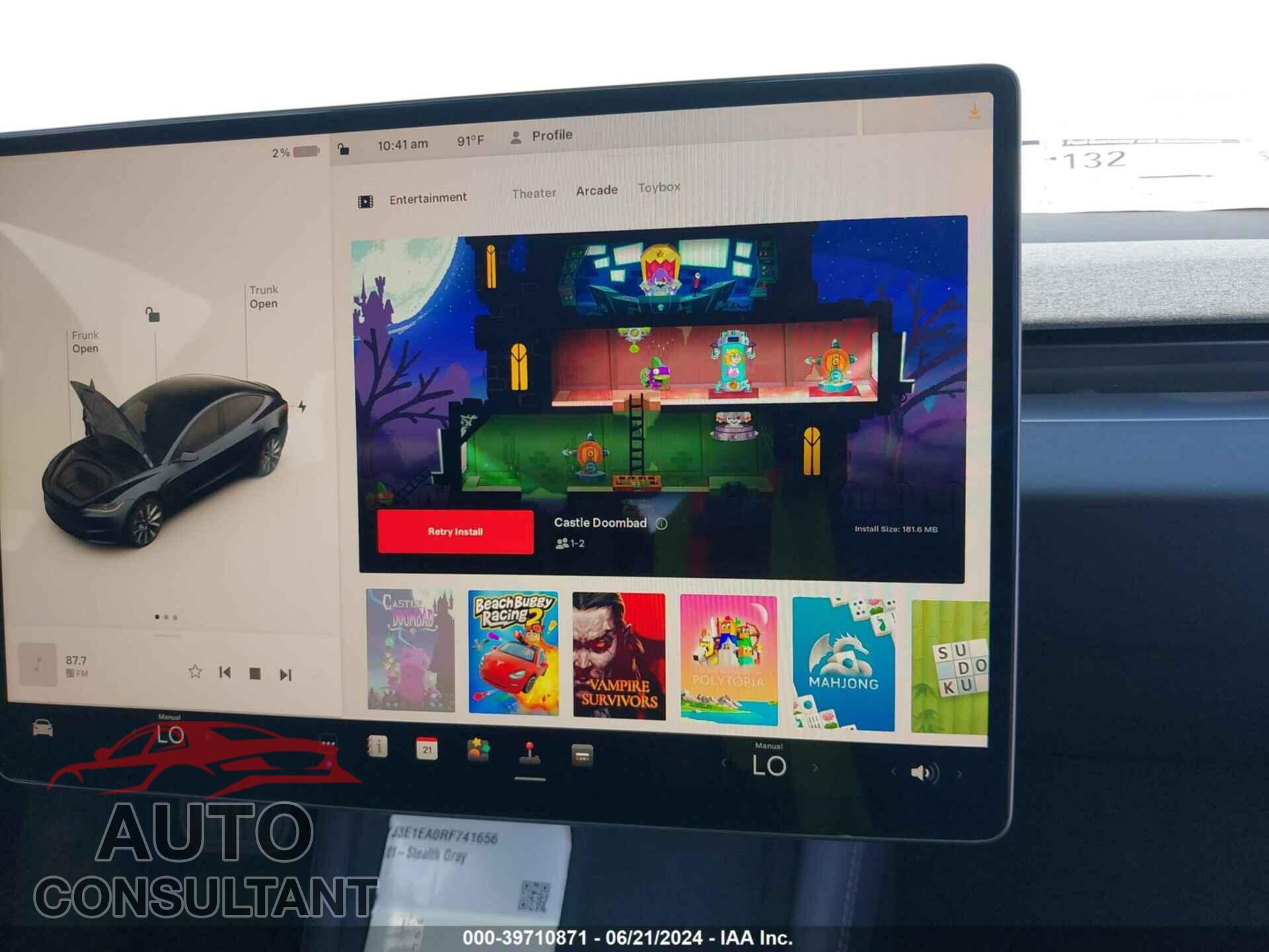 TESLA MODEL 3 2024 - 5YJ3E1EA0RF741656