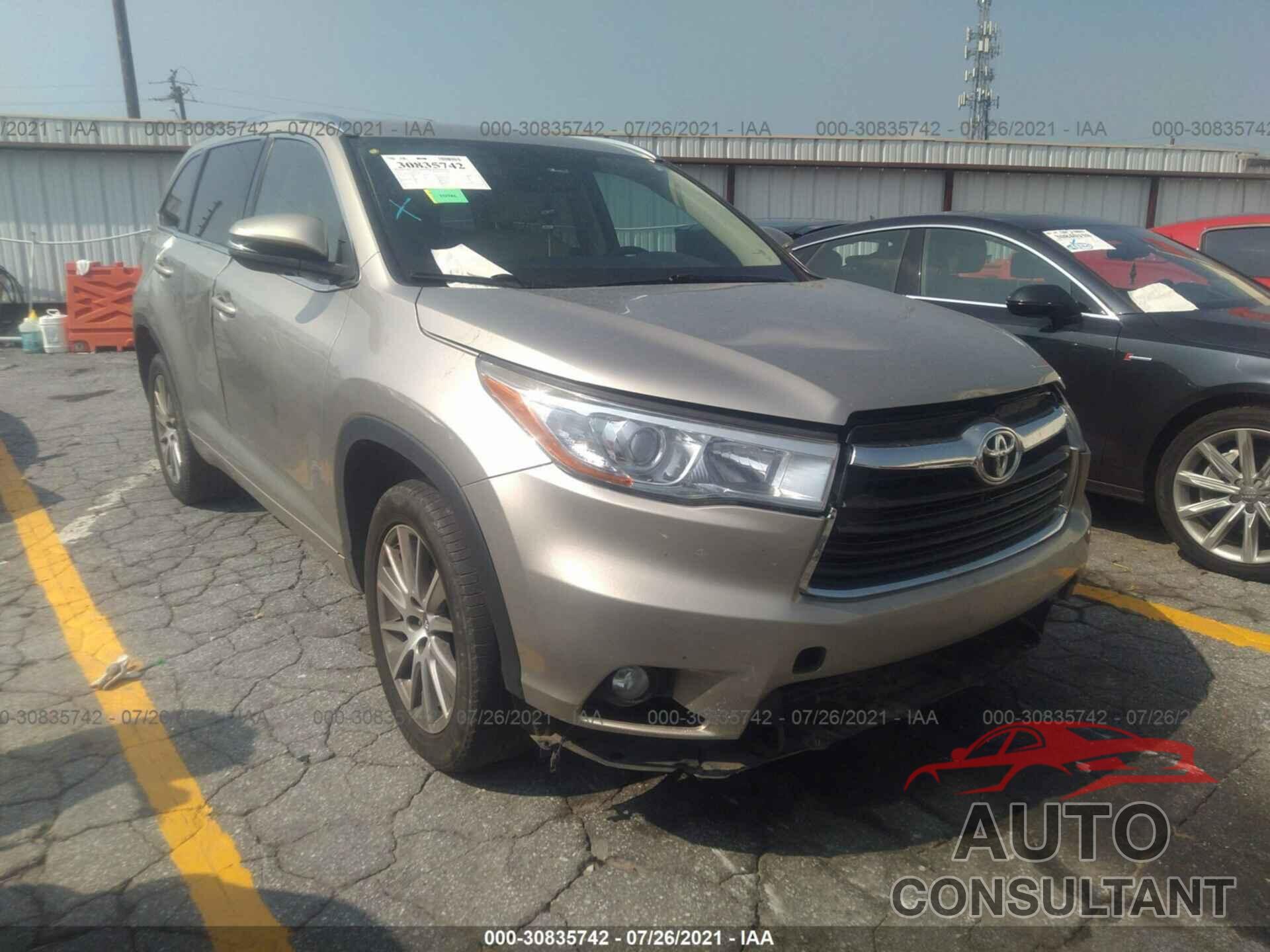 TOYOTA HIGHLANDER 2016 - 5TDYKRFH6GS178579