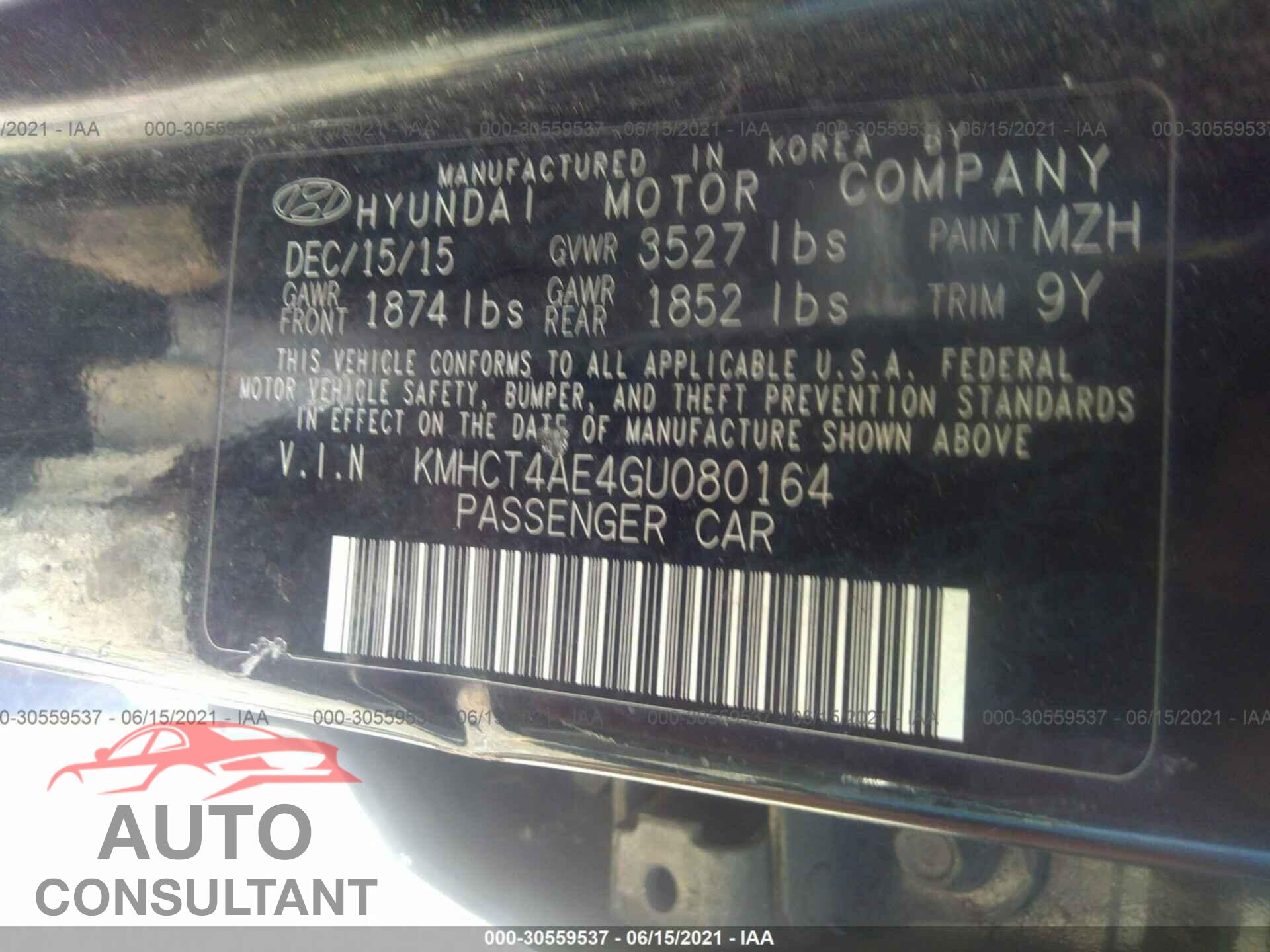 HYUNDAI ACCENT 2016 - KMHCT4AE4GU080164
