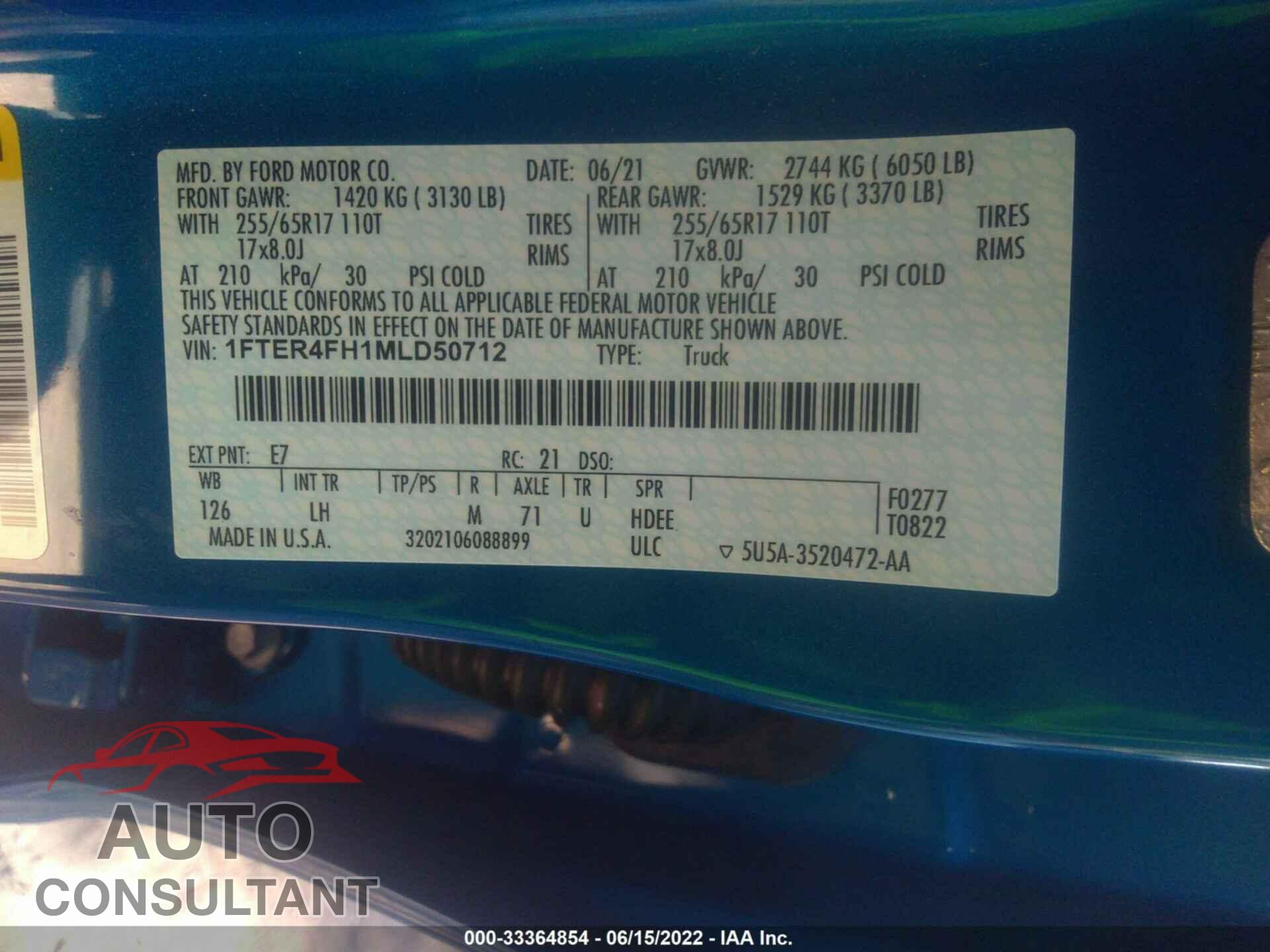 FORD RANGER 2021 - 1FTER4FH1MLD50712