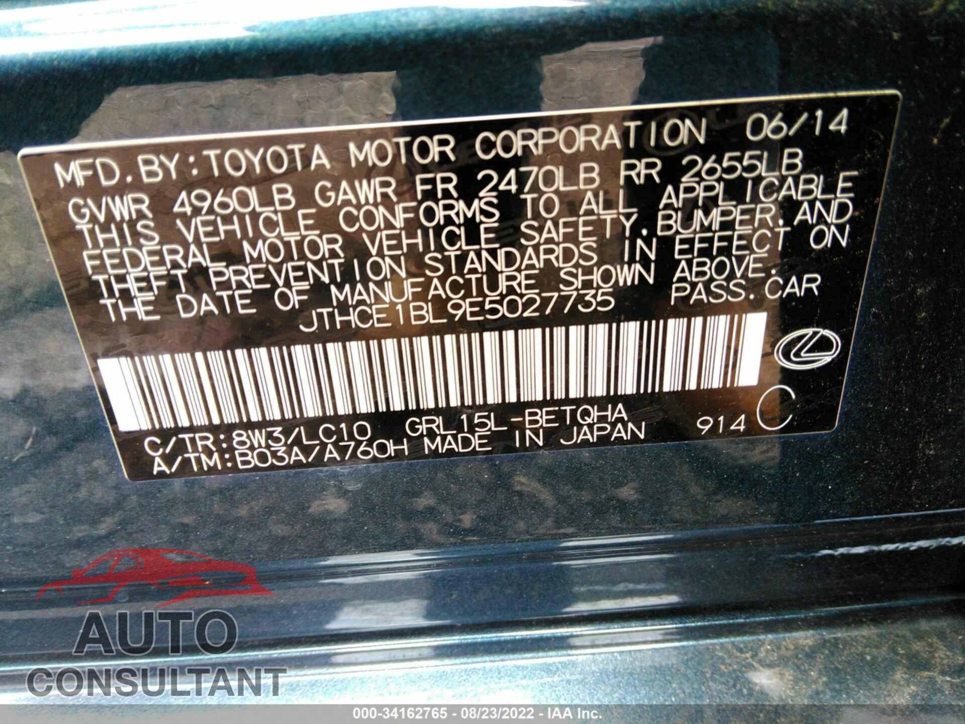 LEXUS GS 350 2014 - JTHCE1BL9E5027735
