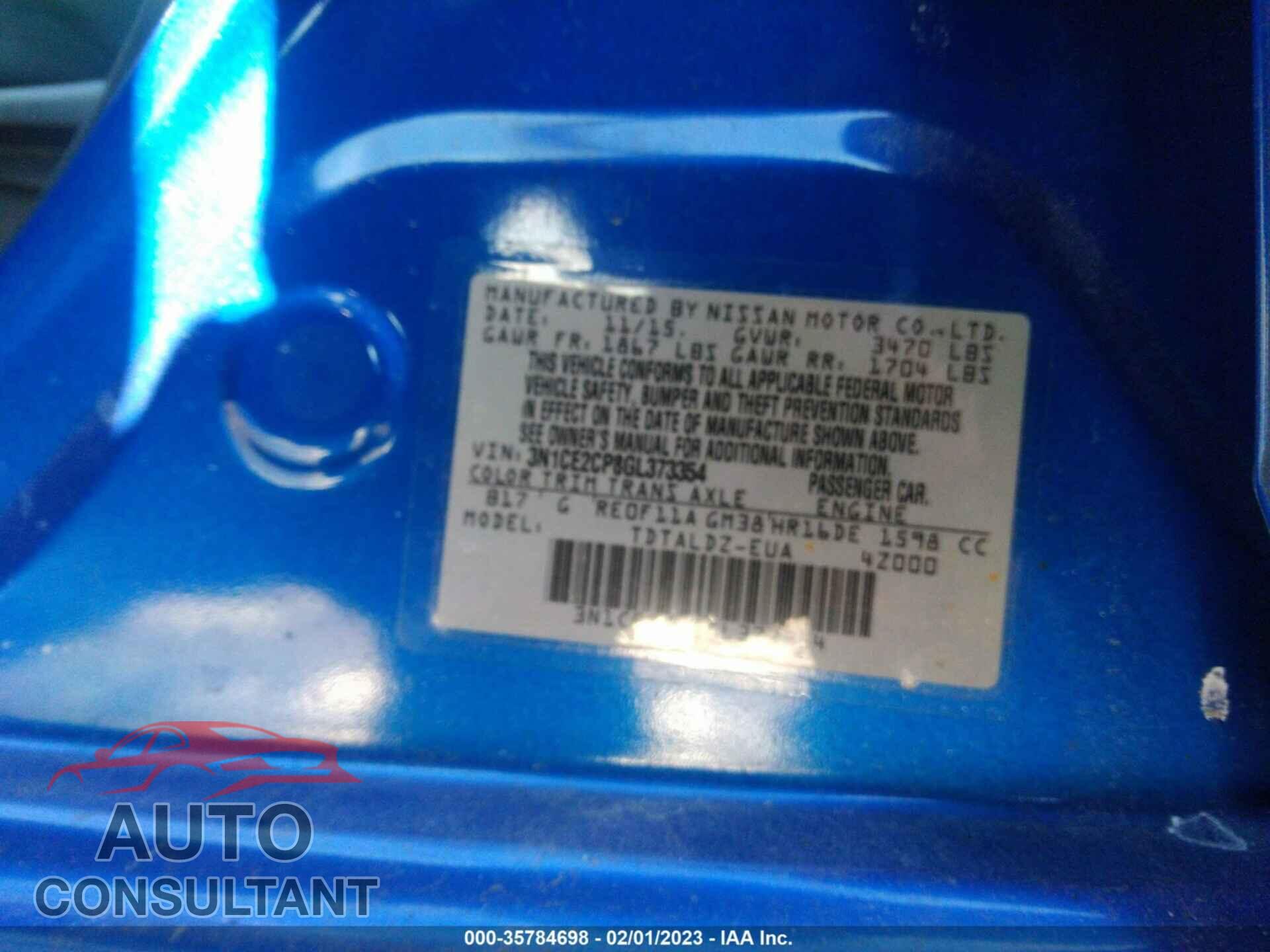 NISSAN VERSA NOTE 2016 - 3N1CE2CP8GL373354