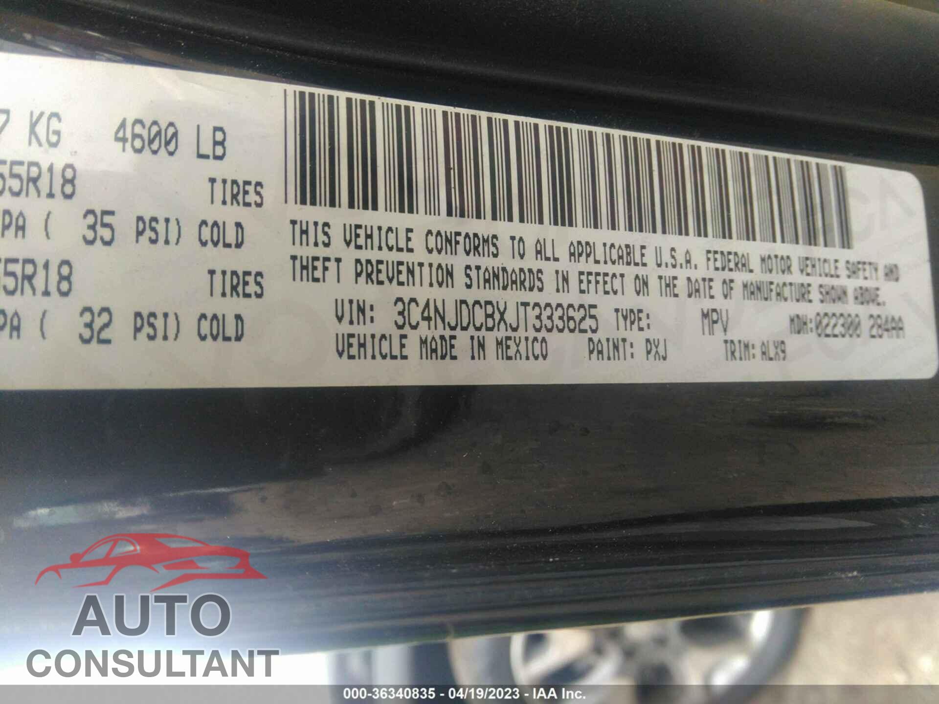 JEEP COMPASS 2018 - 3C4NJDCBXJT333625