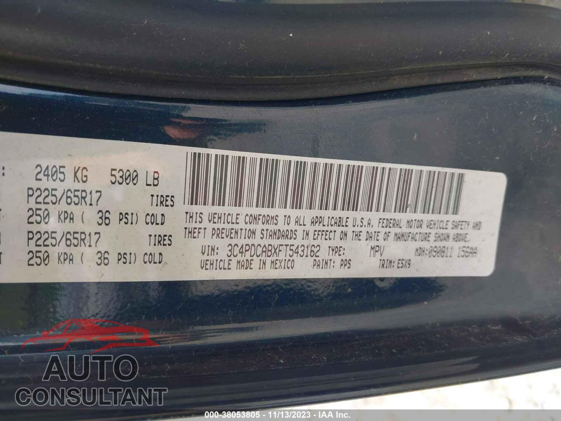 DODGE JOURNEY 2015 - 3C4PDCABXFT543162