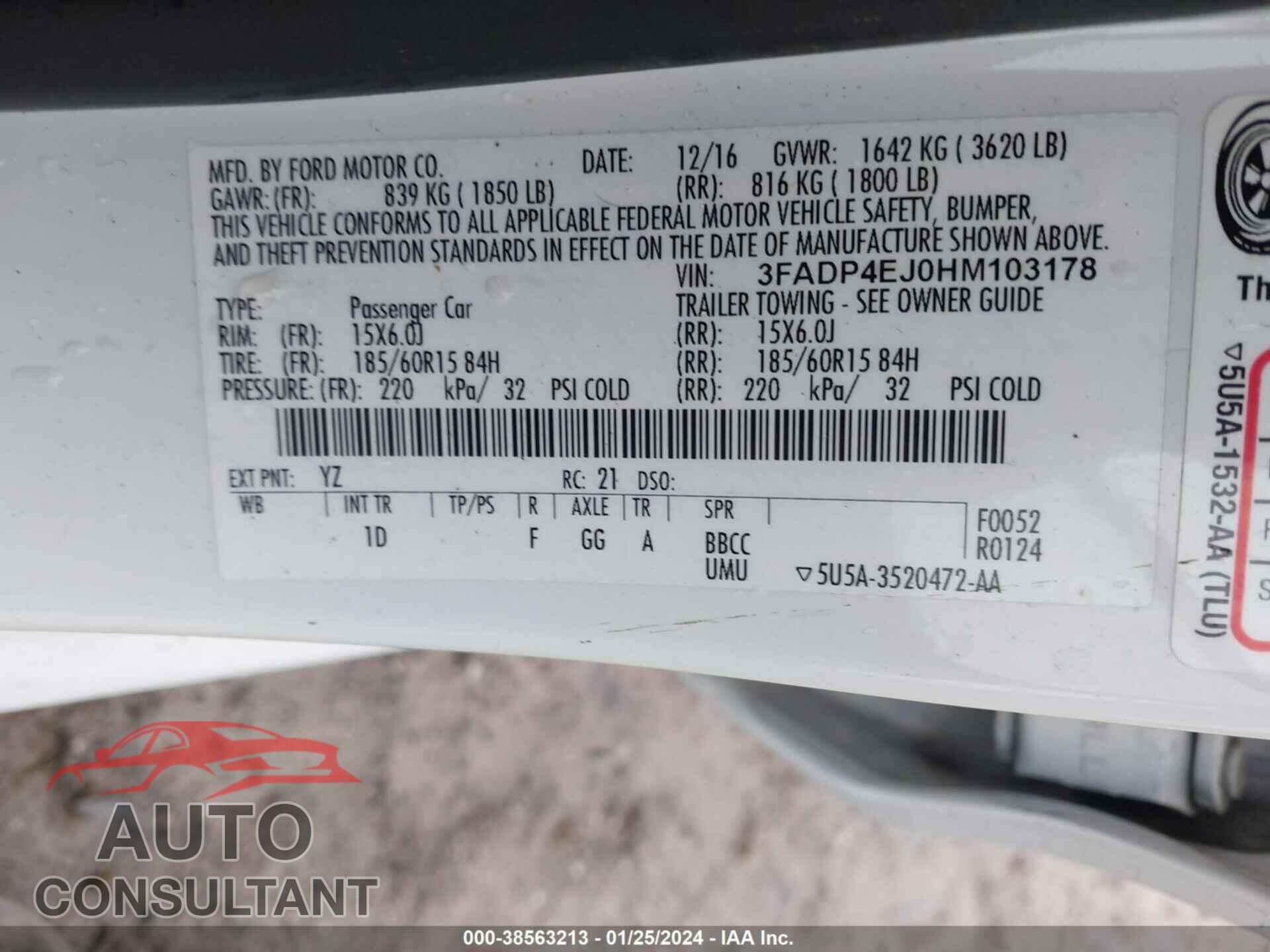 FORD FIESTA 2017 - 3FADP4EJ0HM103178