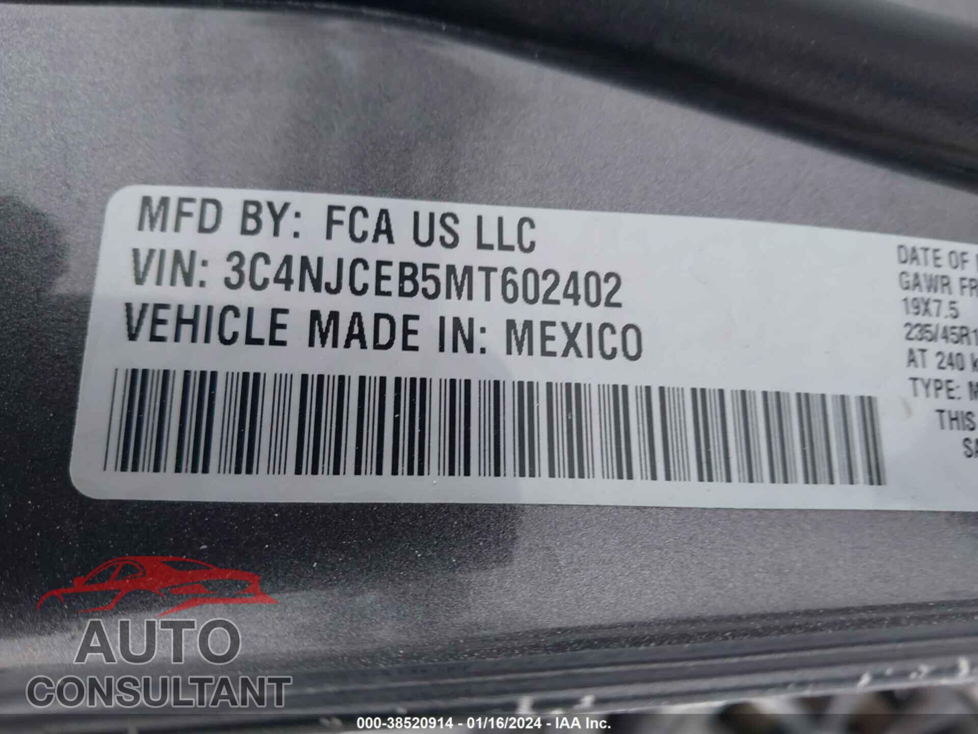 JEEP COMPASS 2021 - 3C4NJCEB5MT602402