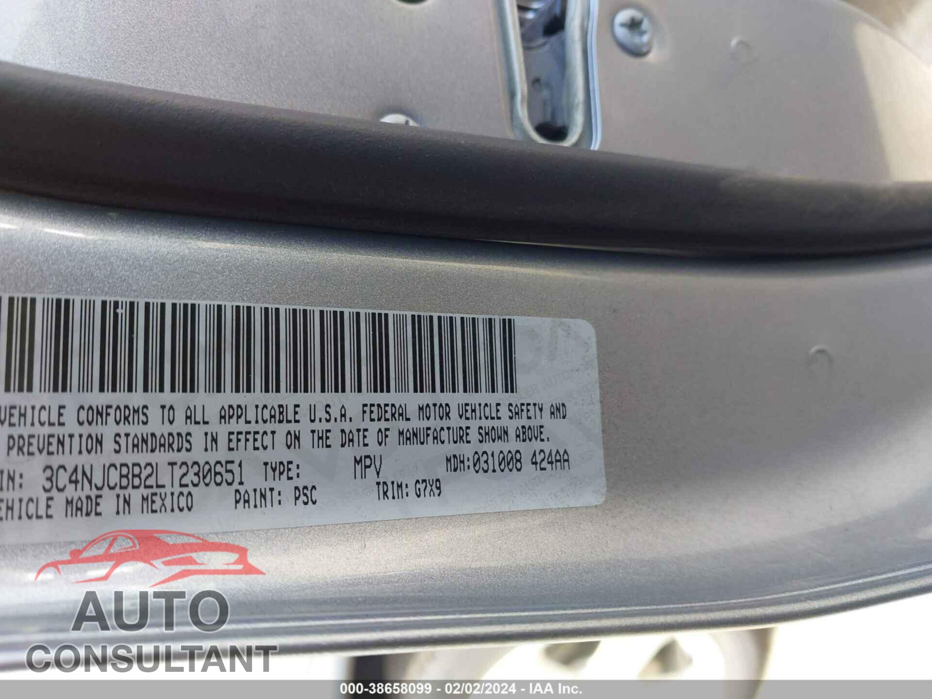 JEEP COMPASS 2020 - 3C4NJCBB2LT230651