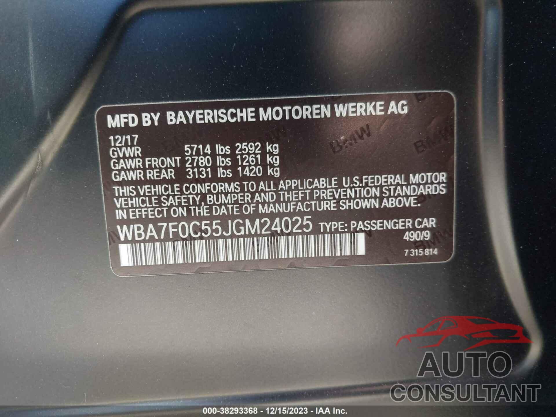 BMW 750 2018 - WBA7F0C55JGM24025