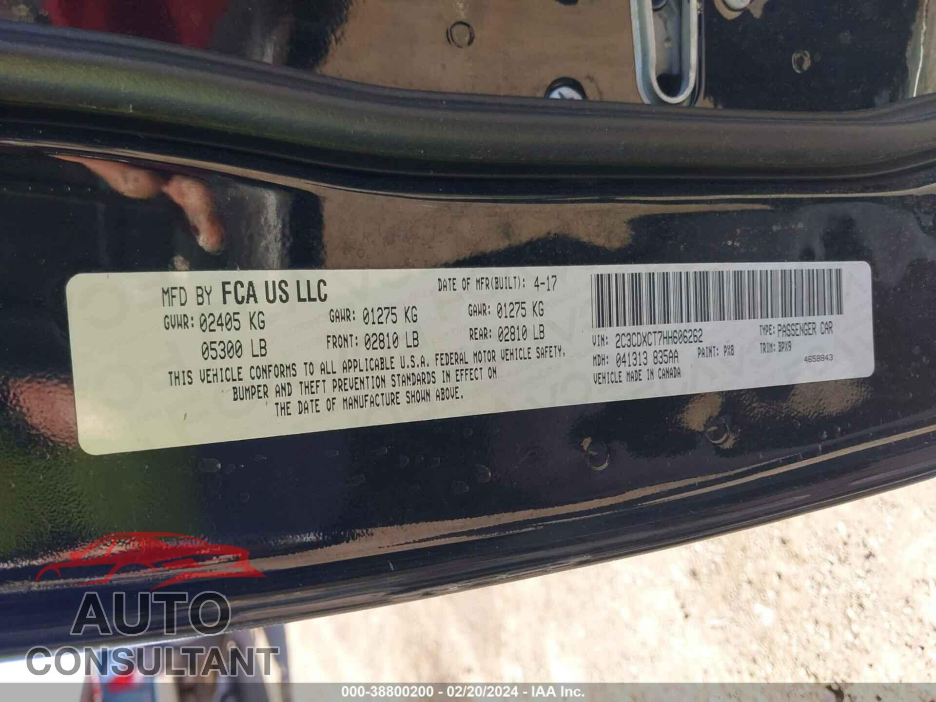 DODGE CHARGER 2017 - 2C3CDXCT7HH606262