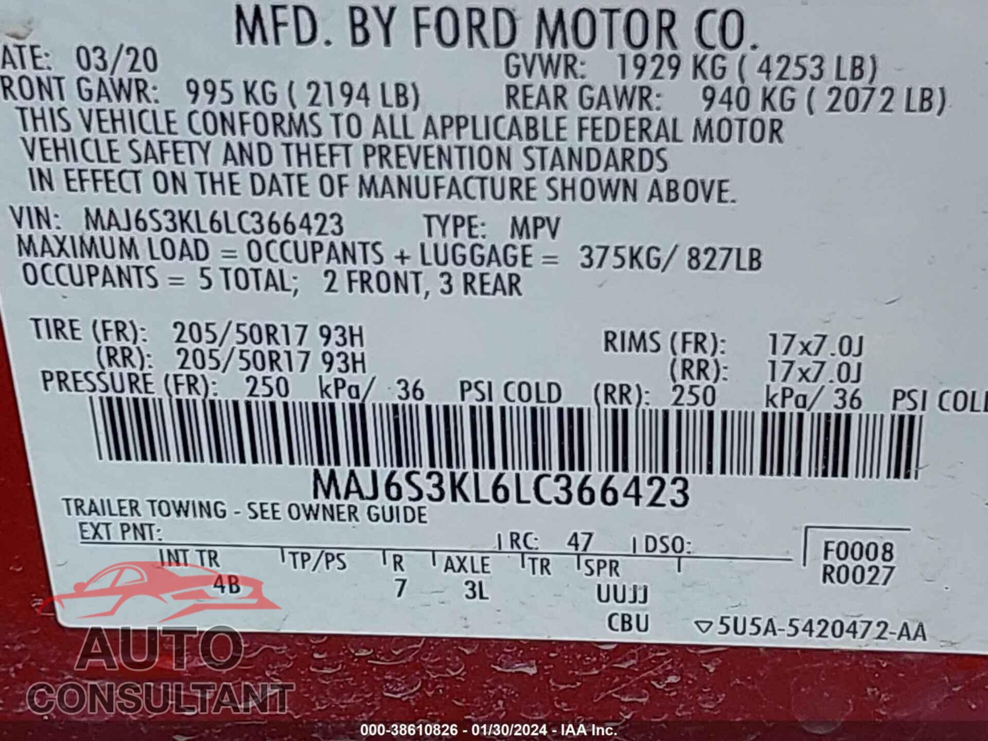 FORD ECOSPORT 2020 - MAJ6S3KL6LC366423