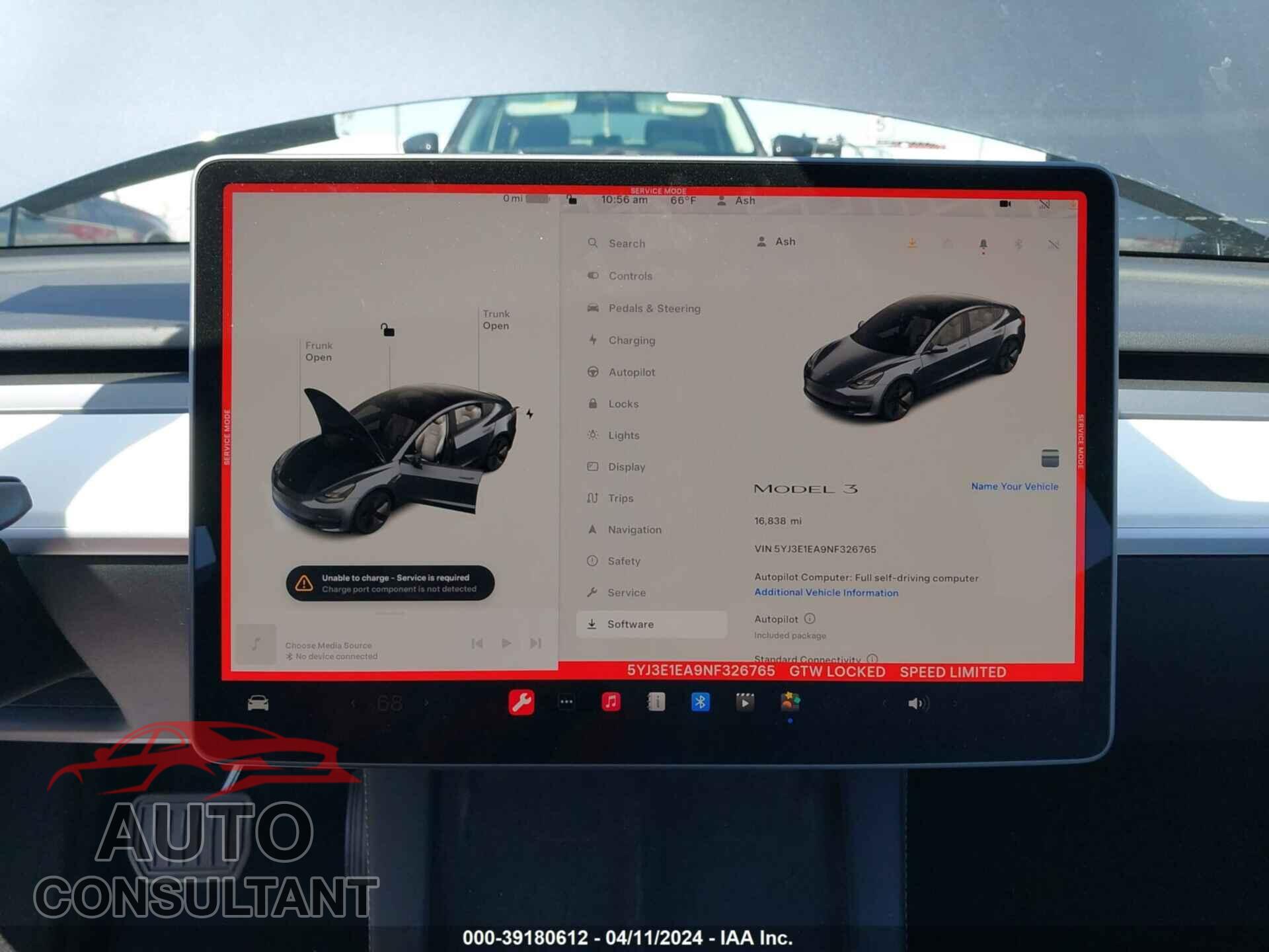 TESLA MODEL 3 2022 - 5YJ3E1EA9NF326765