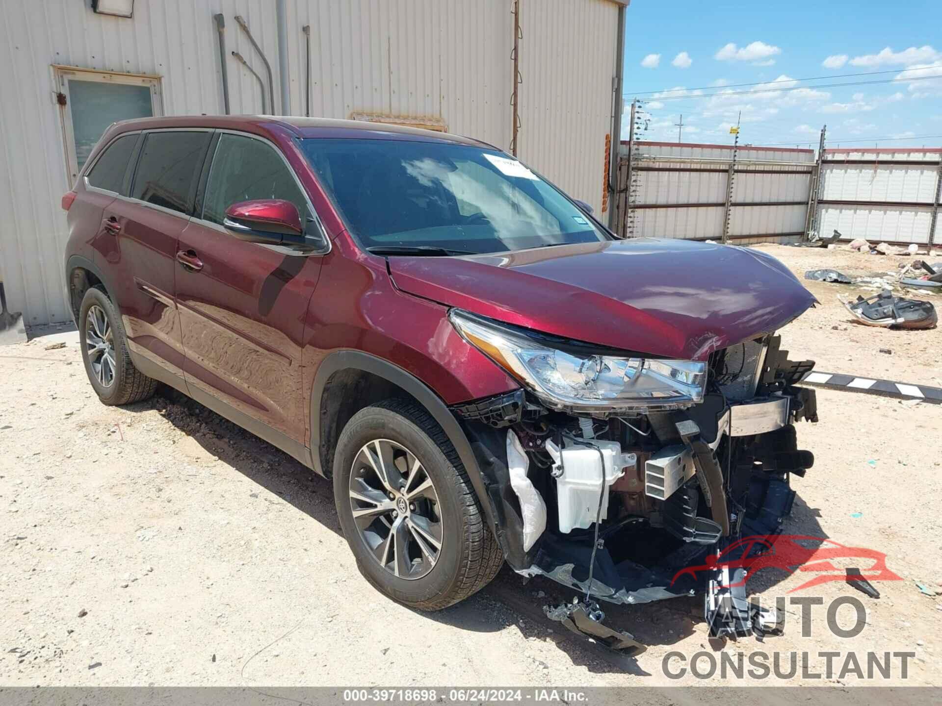 TOYOTA HIGHLANDER 2019 - 5TDZZRFH7KS299341