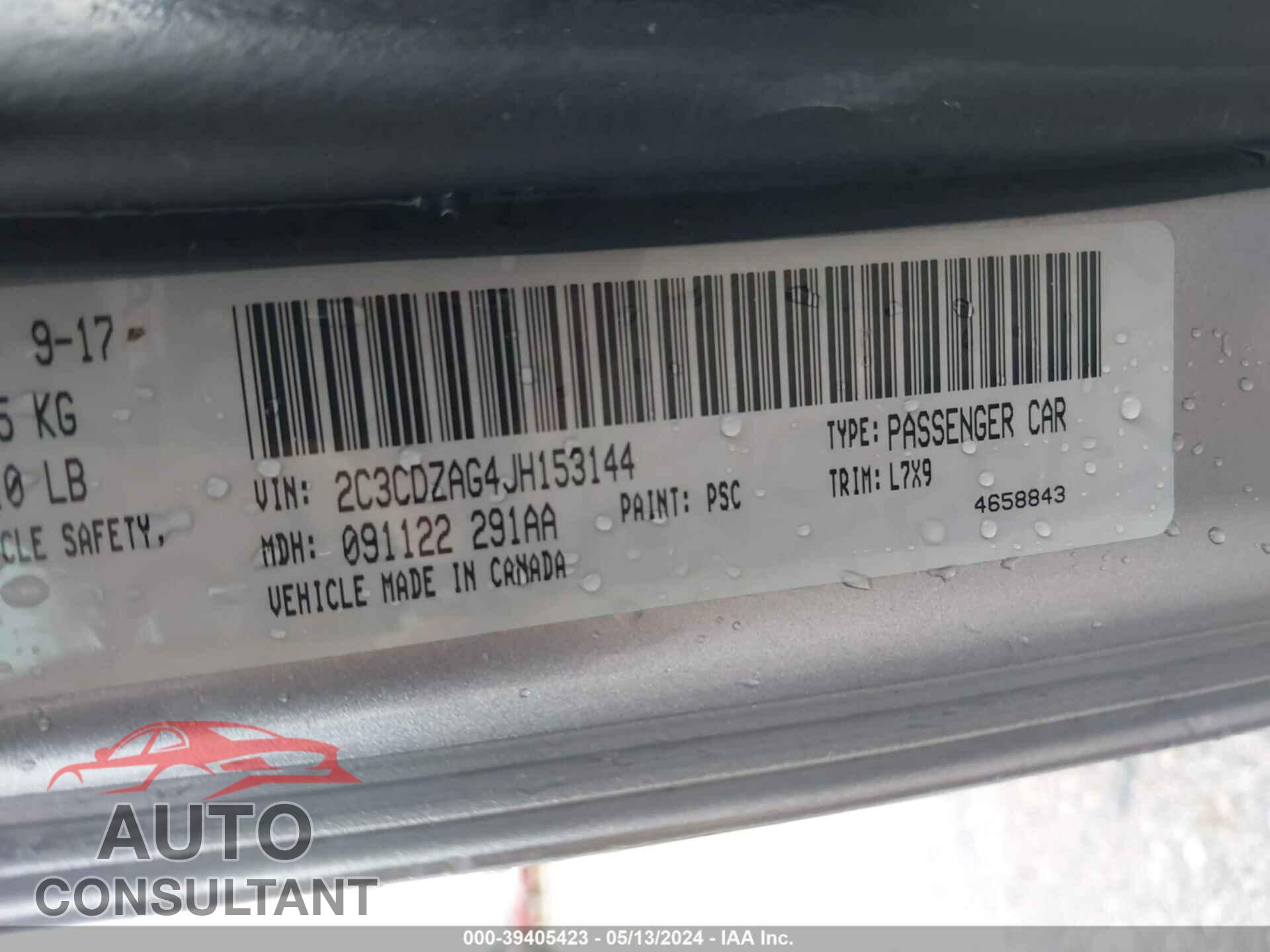 DODGE CHALLENGER 2018 - 2C3CDZAG4JH153144