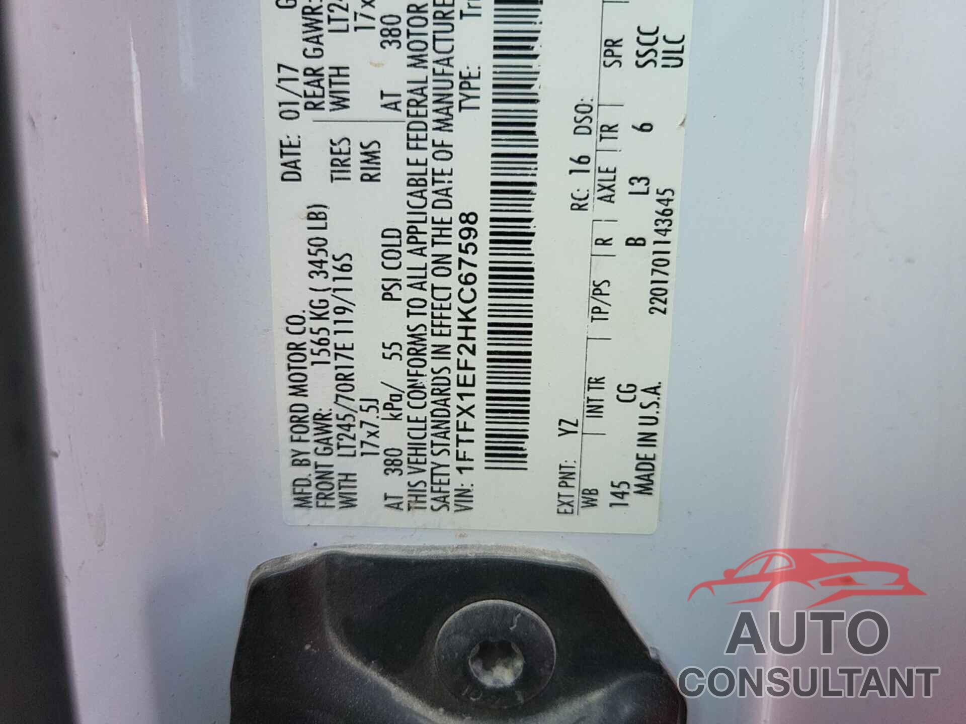 FORD F-150 2017 - 1FTFX1EF2HKC67598