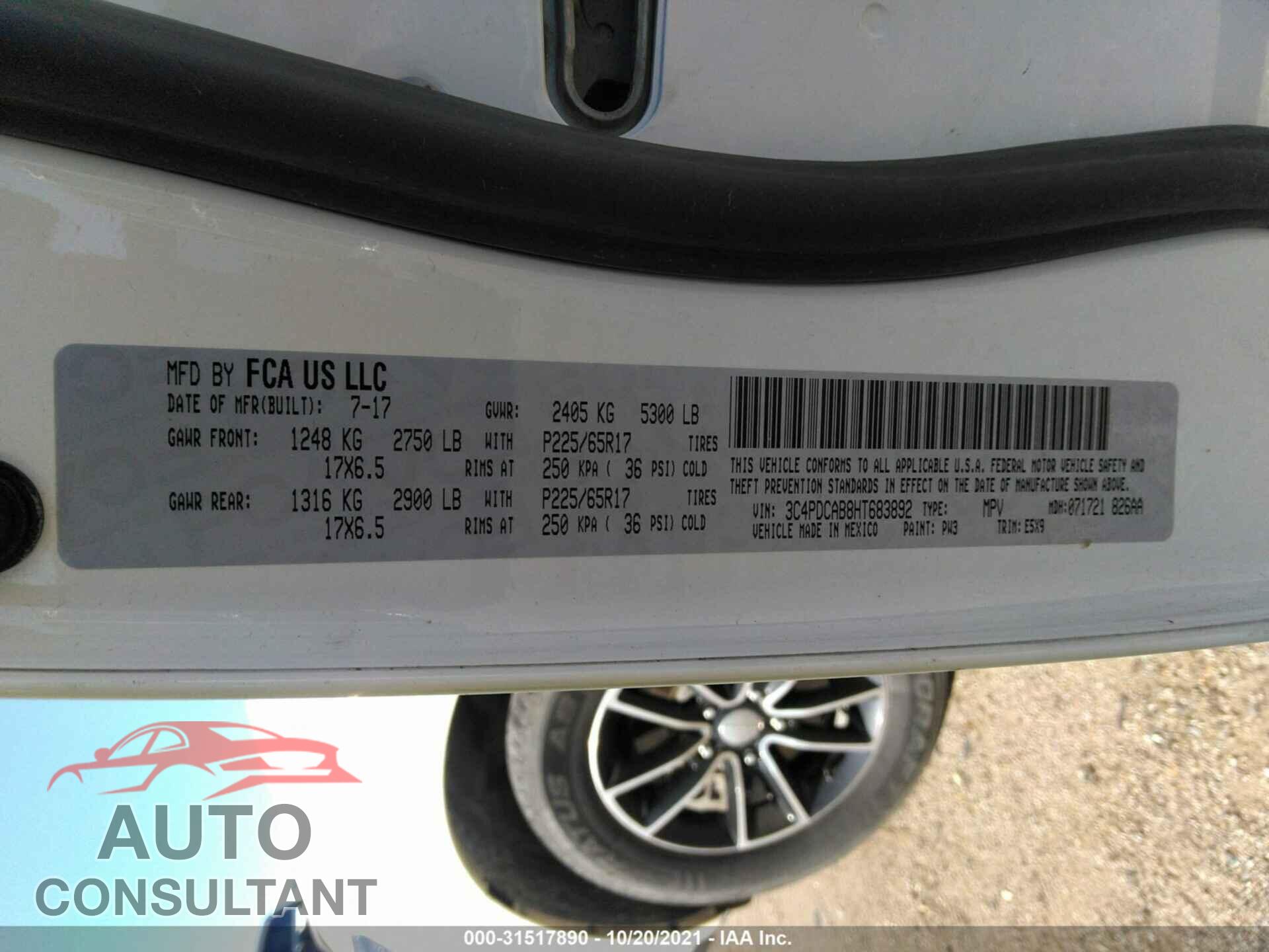 DODGE JOURNEY 2017 - 3C4PDCAB8HT683892