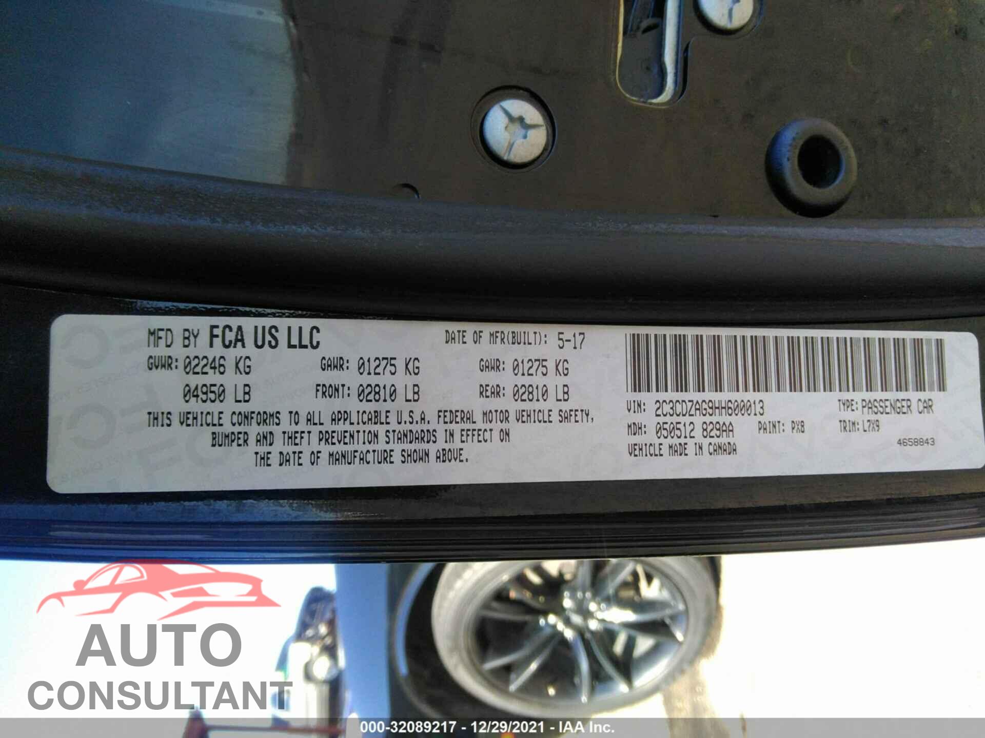 DODGE CHALLENGER 2017 - 2C3CDZAG9HH600013