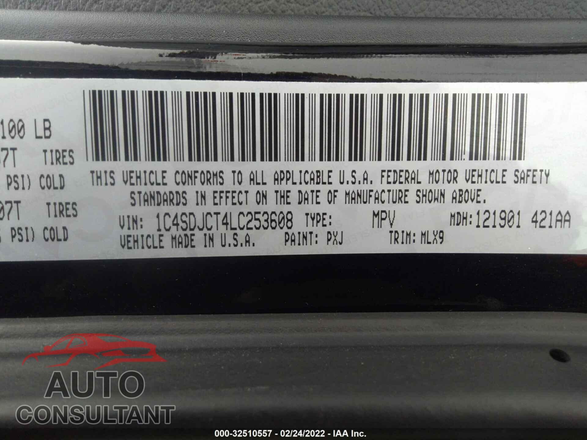 DODGE DURANGO 2020 - 1C4SDJCT4LC253608