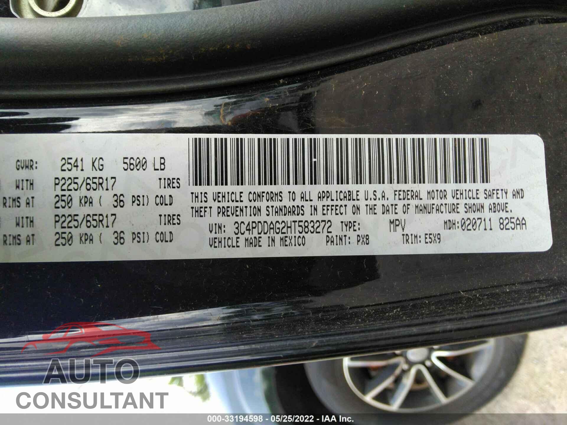 DODGE JOURNEY 2017 - 3C4PDDAG2HT583272